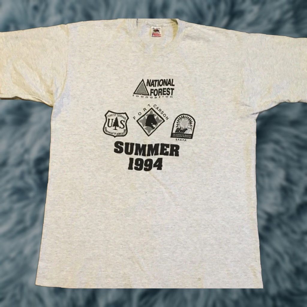 Vintage VINTAGE Pikes Peak Environmental Camp Faded Shirt XL Gray 90s Grunge USA Men T-Shirt Size US XL / EU 56 / 4 - 1 Thumbnail