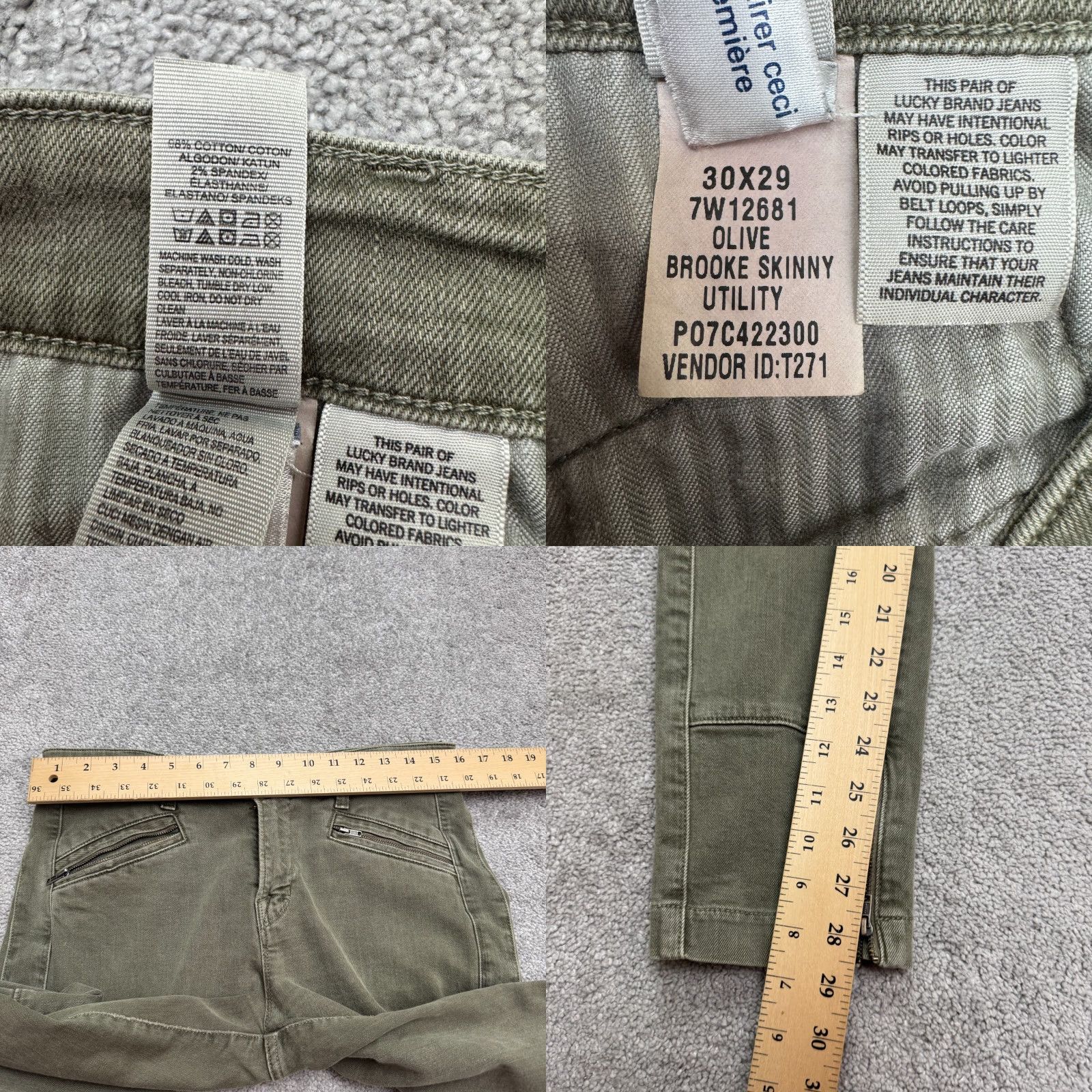 Lucky Brand Lucky Brand Brooke Skinny Jeans Womens 10 Olive Green High Rise Denim City Outdoor Comfort Stretch Size 32" / US 10 / IT 46 - 9 Thumbnail