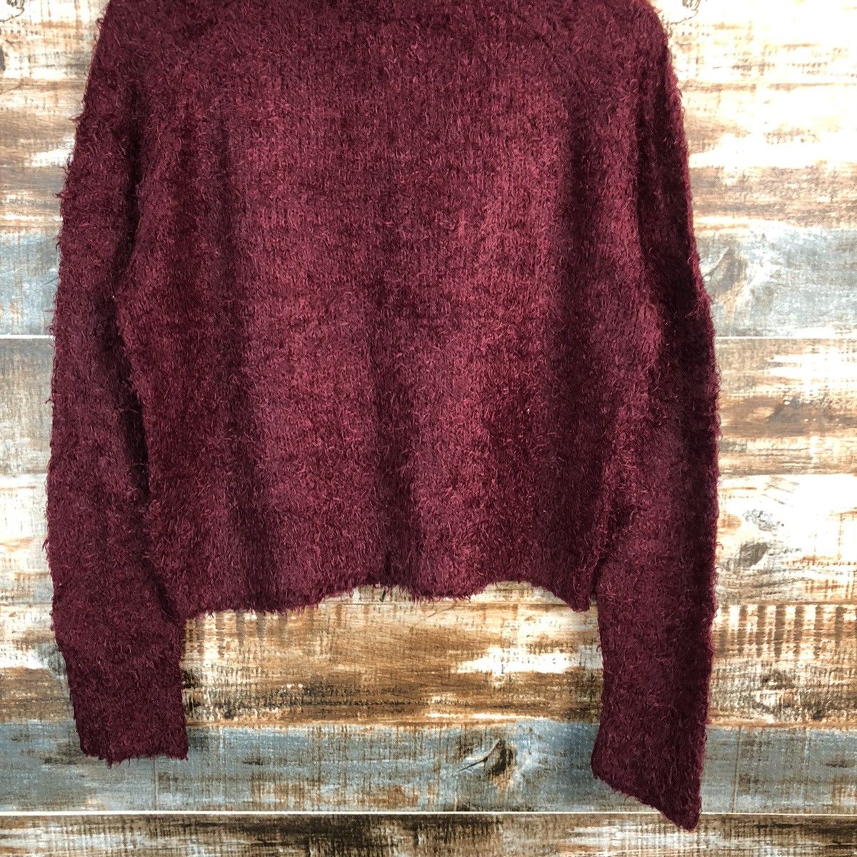 GU × Homespun Knitwear GU Maroon Knitwear crop top shaggy #A1672 Size L / US 10 / IT 46 - 6 Thumbnail
