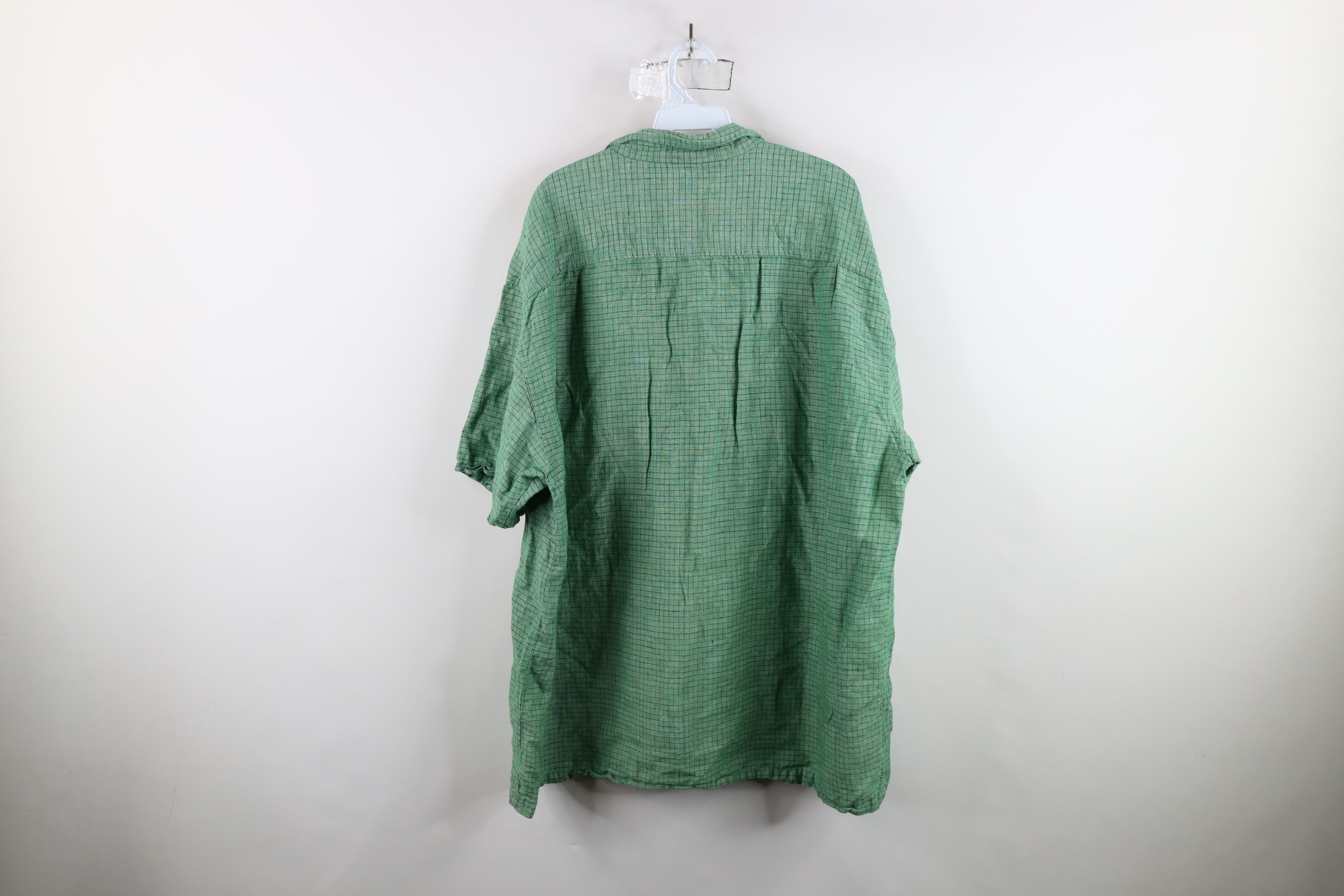 Guess × Vintage Vinage 90s Guess Linen Short Sleeve Button Shirt Green Plaid Size US XXL / EU 58 / 5 - 9 Thumbnail