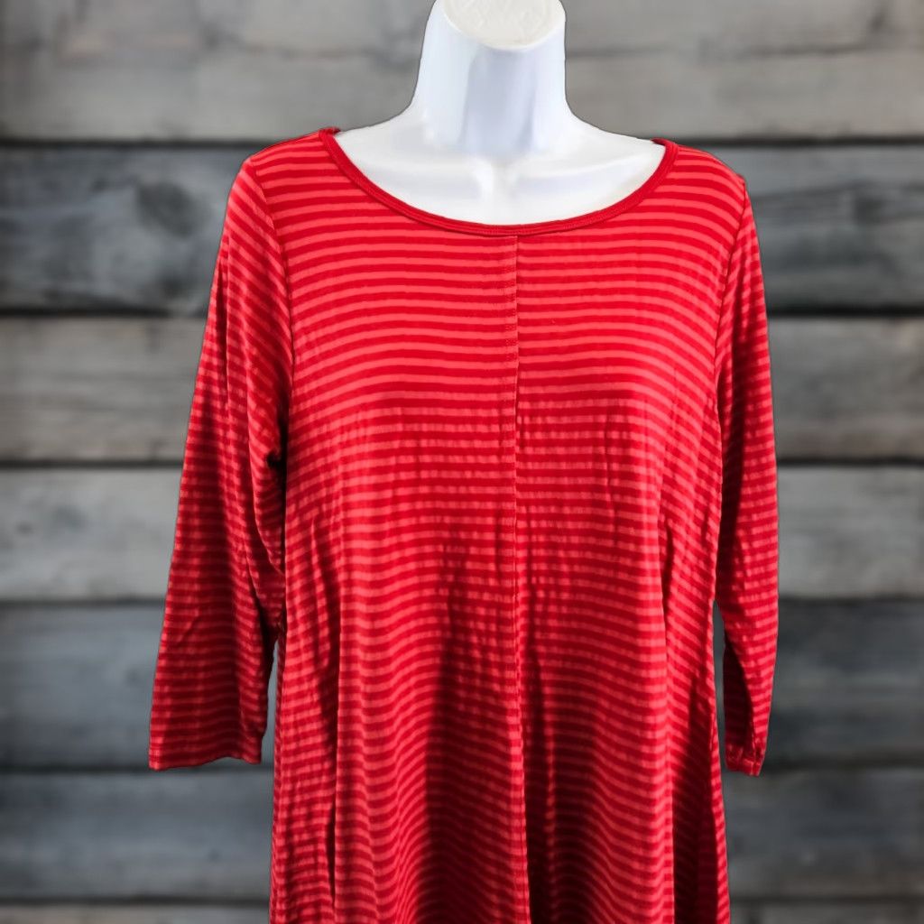 Vintage Heartstring Womens Swing Tunic Sz Medium Red Stripe 3/4 Sleeve Cotton Blend Blouse Size ONE SIZE - 1 Thumbnail