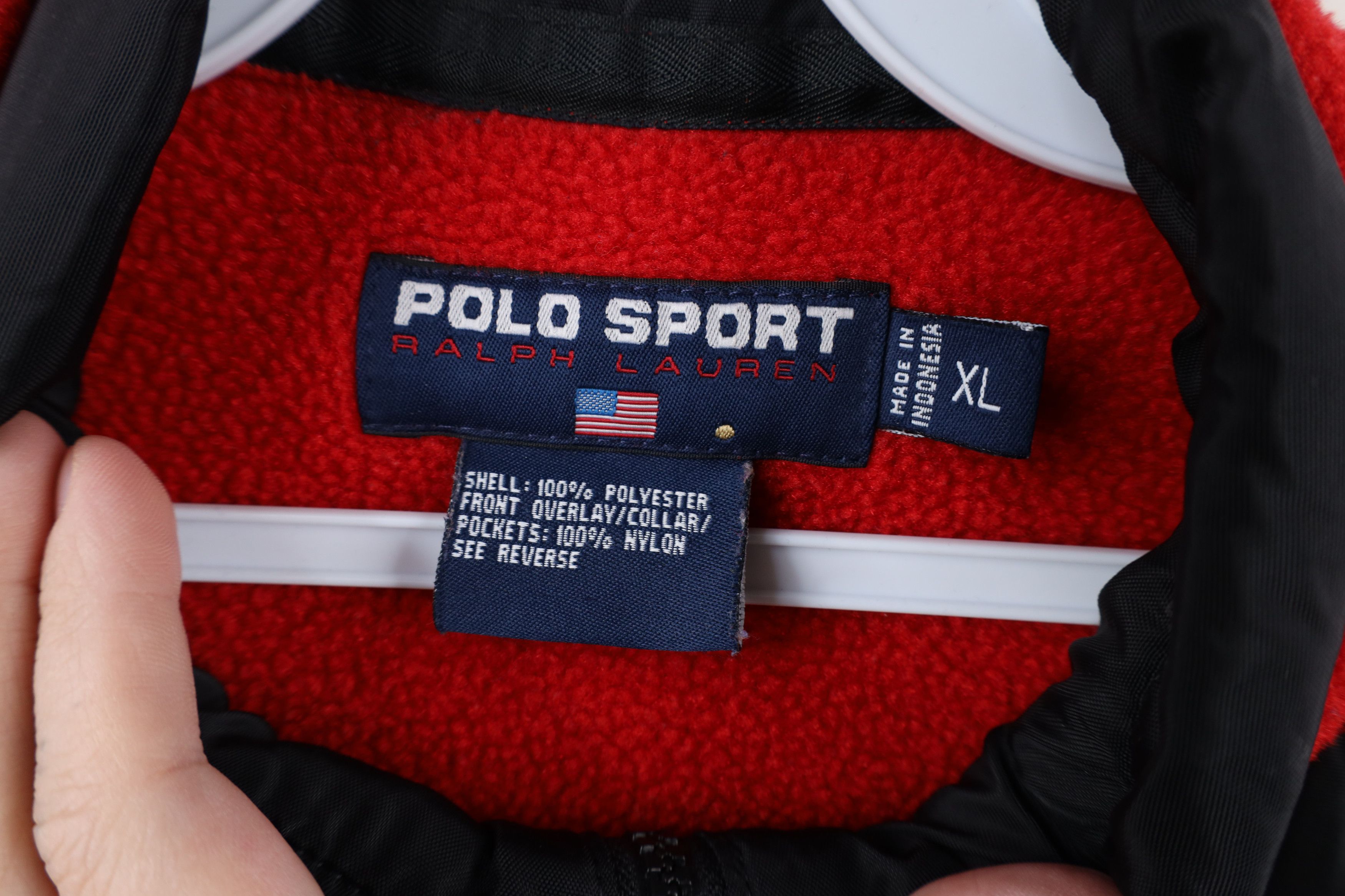 Ralph Lauren × Vintage Vintage 90s Polo Sport Ralph Lauren Logo Fleece Jacket Red Size US XL / EU 56 / 4 - 10 Thumbnail