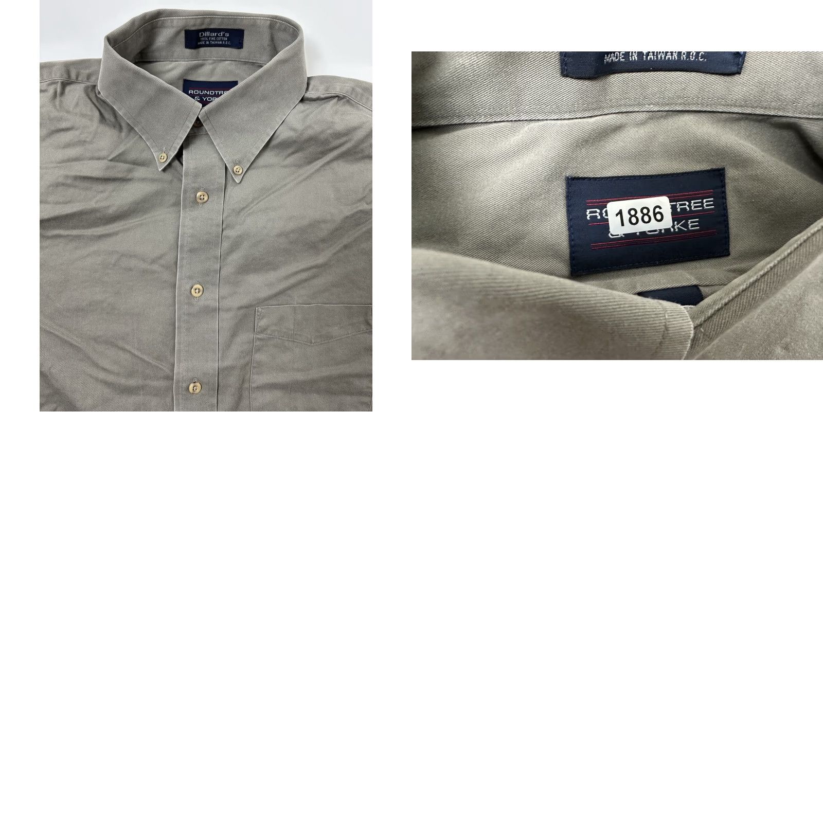 Roundtree & Yorke VINTAGE Roundtree & Yorke Shirt Men Large Beige Cotton Twill Button-Up Collared Long Sleeve Casual 90s Preppy Mens Size US L / EU 52-54 / 3 - 10 Thumbnail