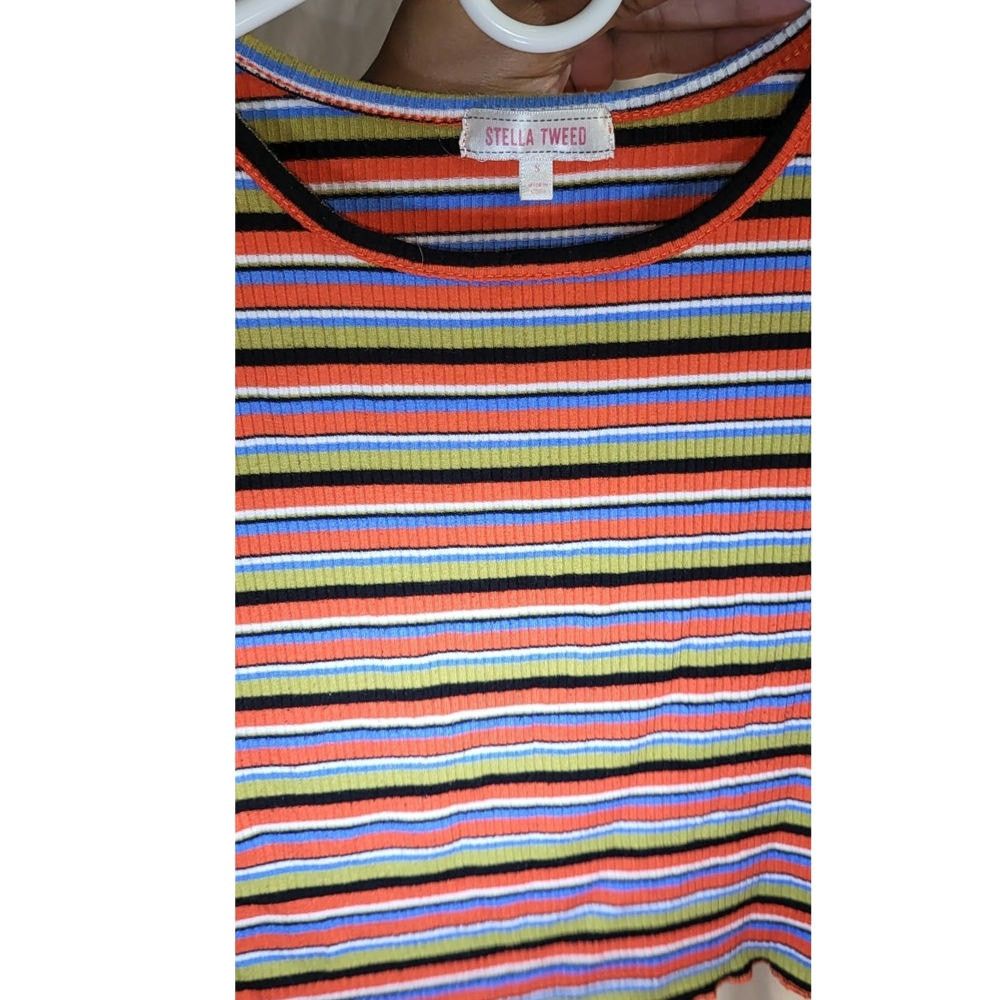 Other Stella & Tweed Ribbed Multicolor Striped Crop Top Size Small Size S / US 4 / IT 40 - 3 Thumbnail
