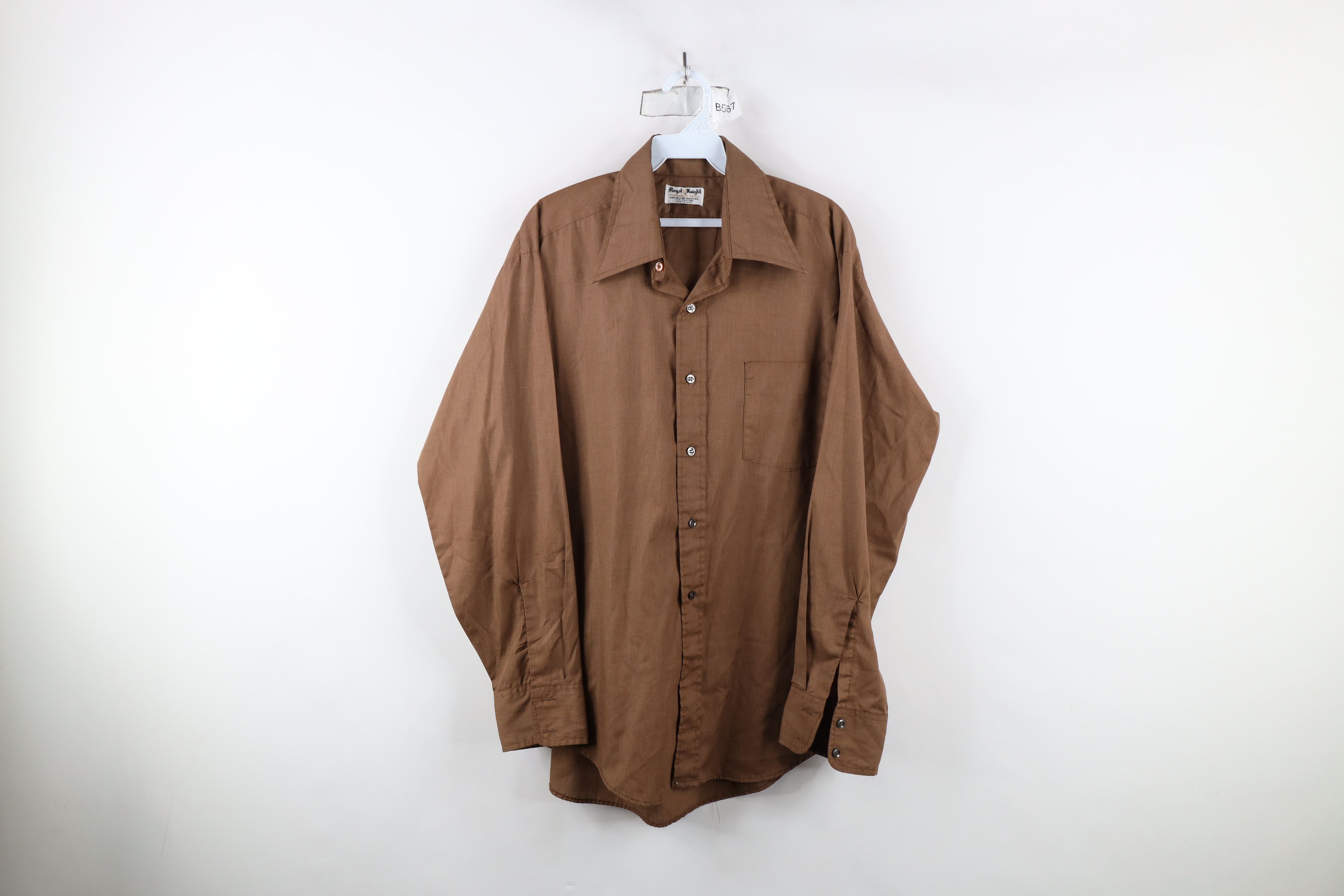 Vintage Vintage 70s Streetwear Faded Collared Button Shirt Brown USA Size US M / EU 48-50 / 2 - 1 Thumbnail
