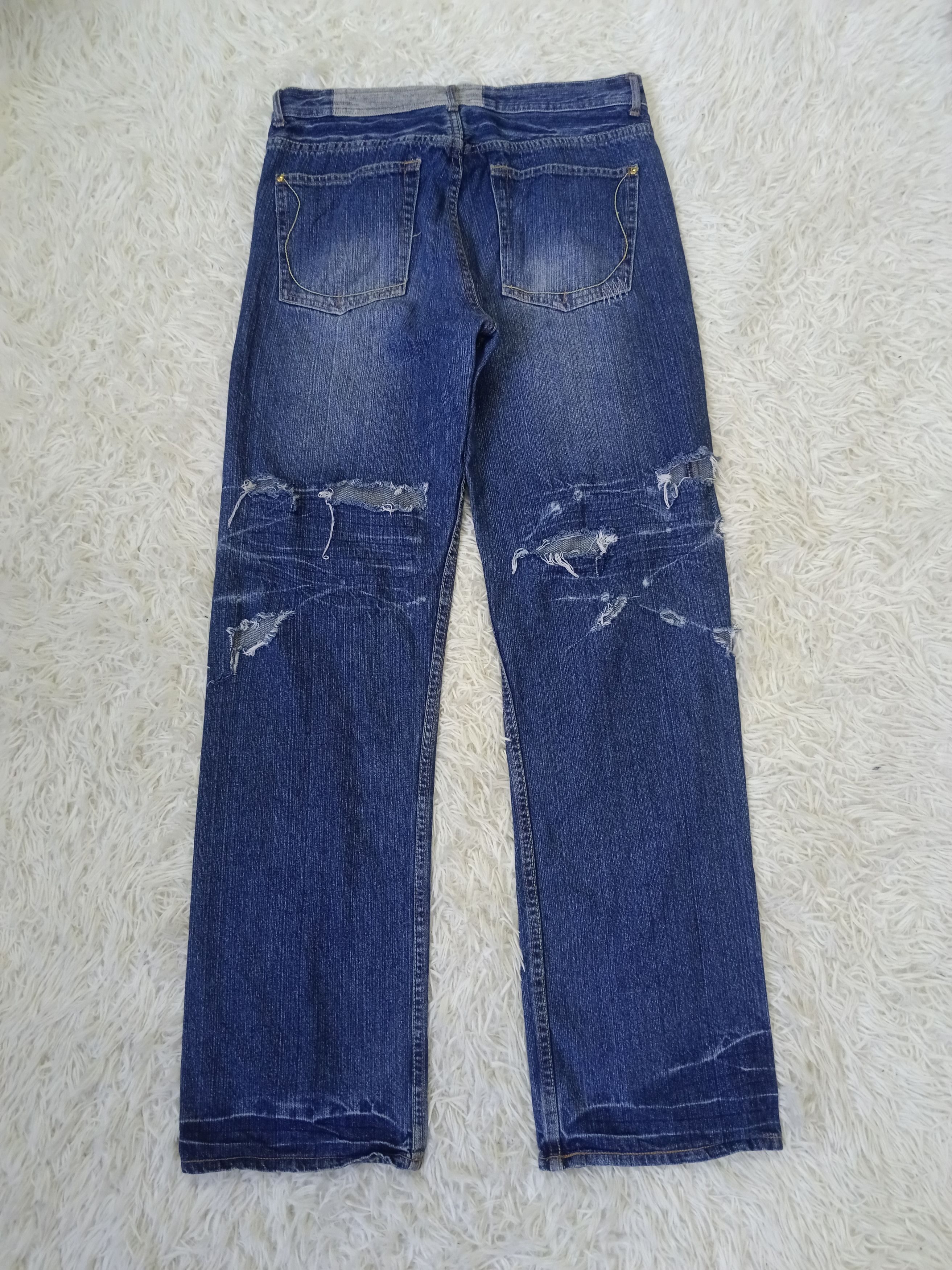 Japanese Brand DISTRESSED RIPED STIMULUS DENIM PANTS Size US 32 / EU 48 - 1 Thumbnail