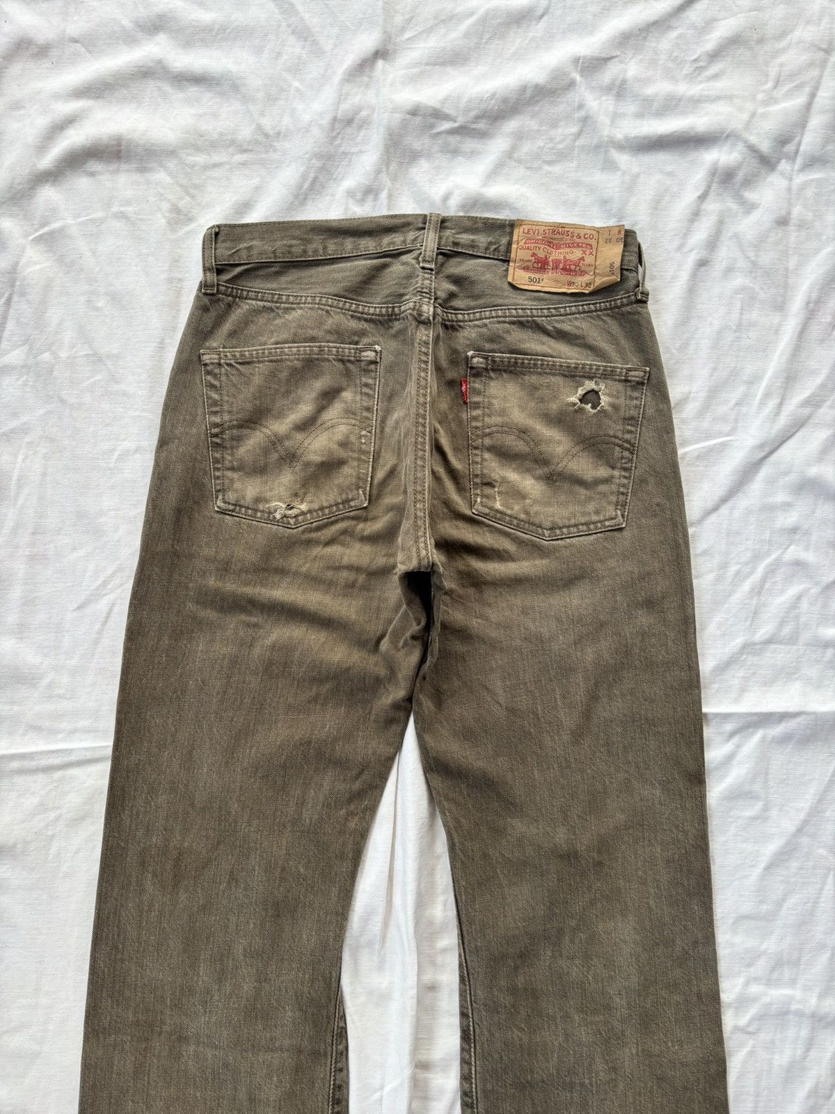 If Six Was Nine THRASHED Rusty Brown Levis 501 Distress Denim Rick Owens Size US 30 / EU 46 - 4 Thumbnail