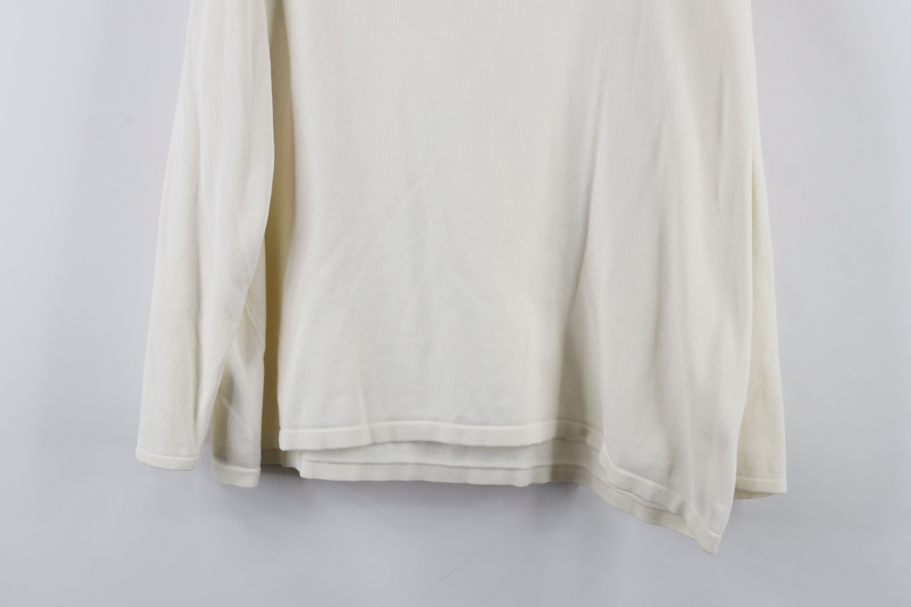 Lands' End × Vintage Vintage 90s Lands End Lightweight Ribbed Knit Sweater Cream Size XXL / US 16-18 / IT 52-54 - 10 Thumbnail