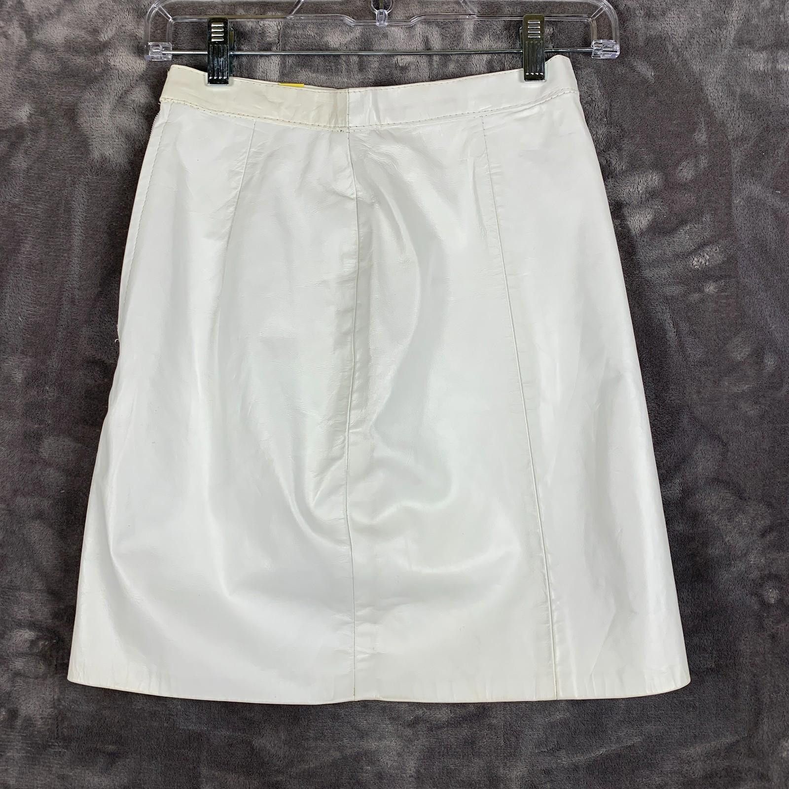The Unbranded Brand Vintage Womens White Leather Pencil Skirt Waist:24" (353) Size 26" / US 2 / IT 38 - 7 Thumbnail