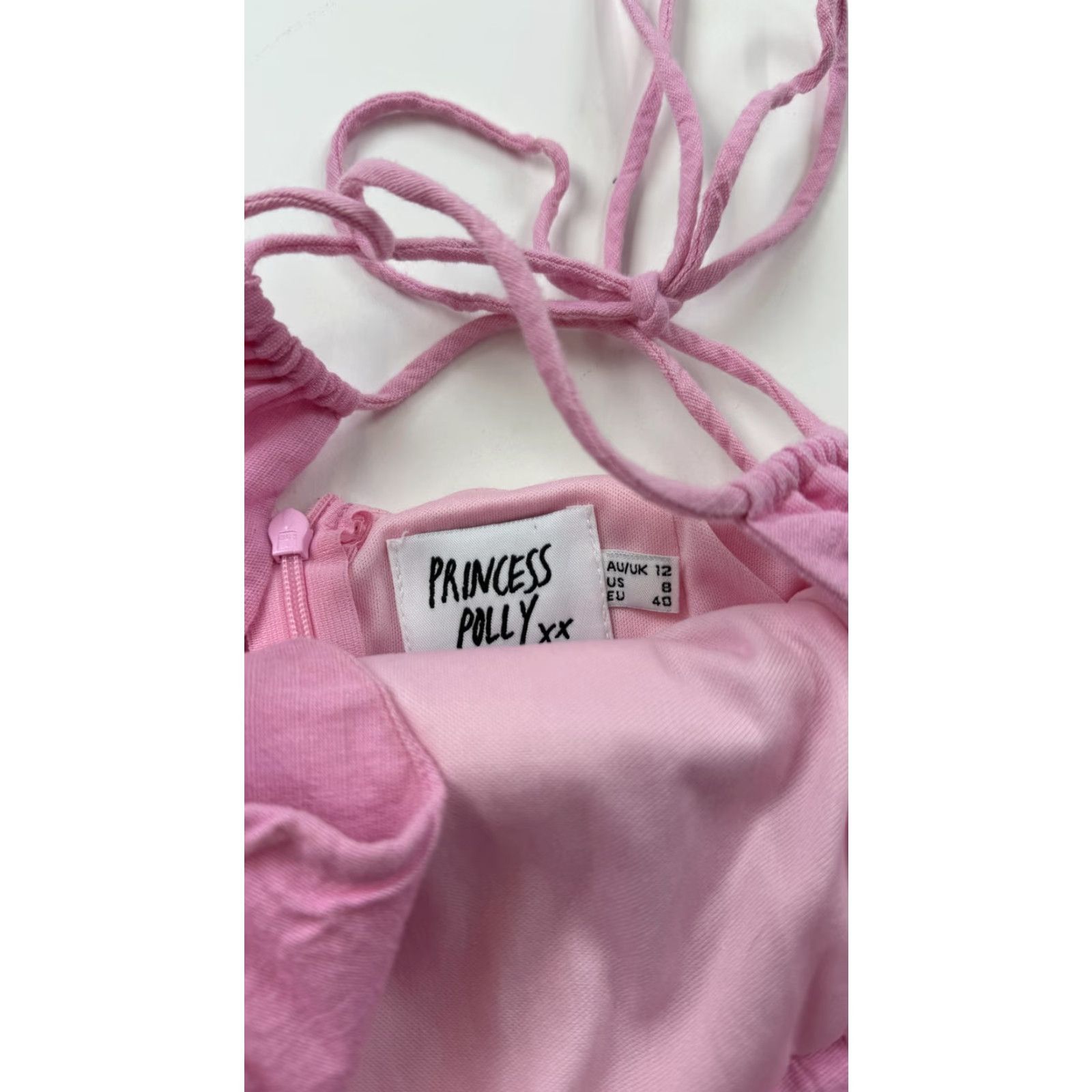 PRINCESS POLLY Princess Polly Dress Womens 8 Pink Ruched Mini Spaghetti Strap Lined Bodycon Dress Size M / US 6-8 / IT 42-44 - 2 Thumbnail