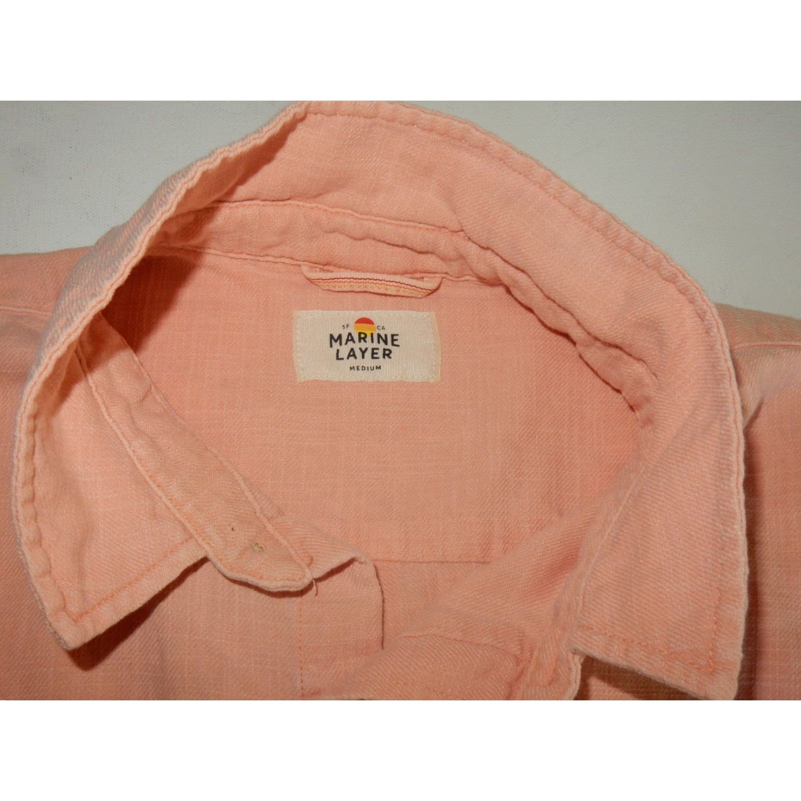 Marine Layer MARINE LAYER Short Sleeve Button-Up Shirt Adult Medium Solid Pink Mens Size US M / EU 48-50 / 2 - 4 Thumbnail