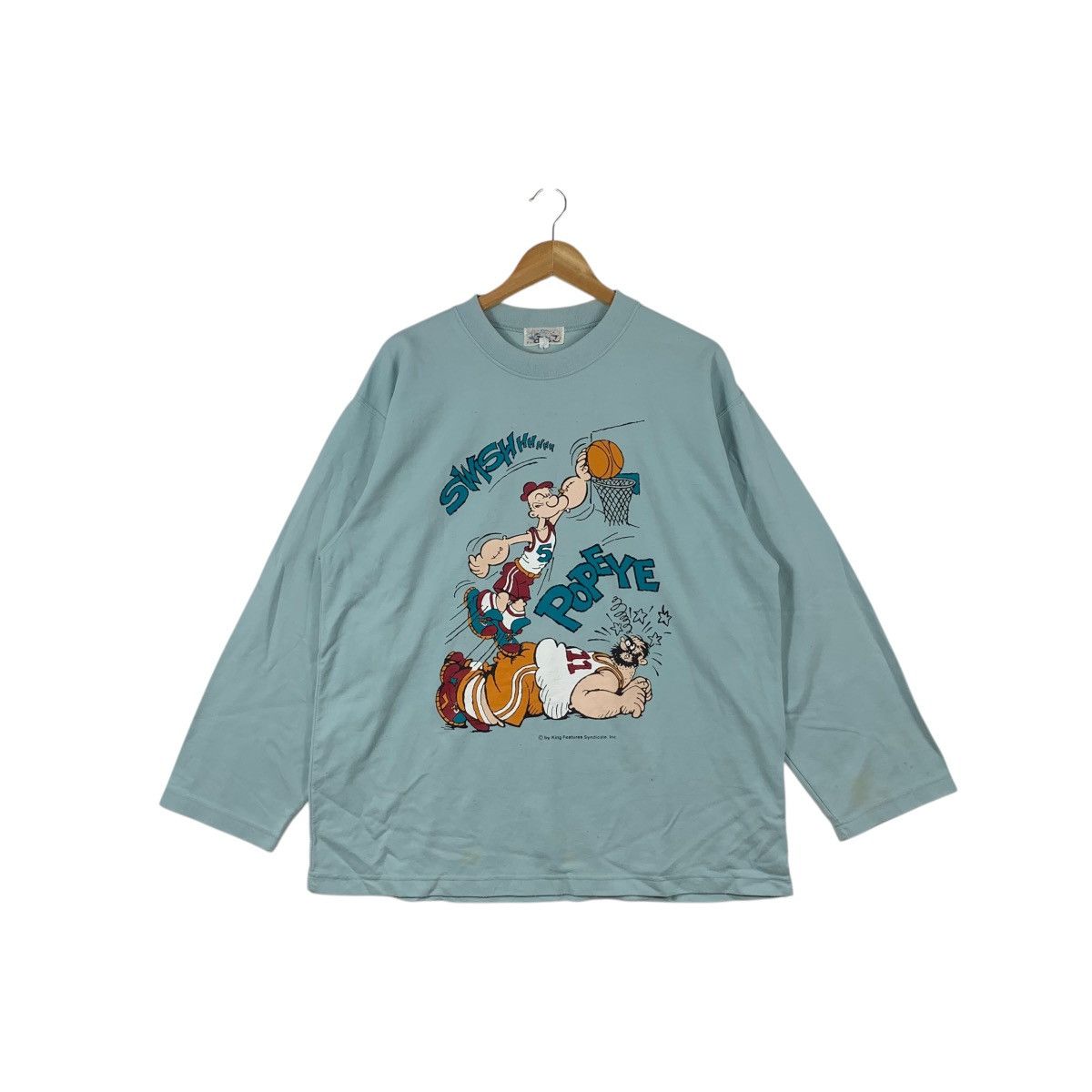Vintage Vintage POPEYE THE SAILORMAN VS BLUTO Cartoon Sweatshirt Size L / US 10 / IT 46 - 1 Thumbnail