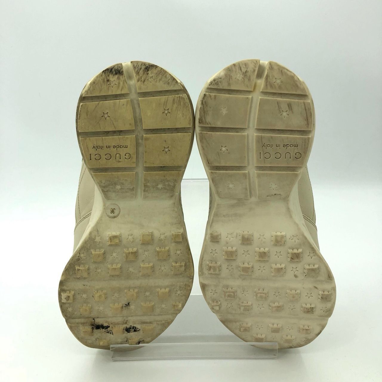 Gucci Gucci Womens Ivory Rhyton Logo Leather Sneakers Size 36 Low- Size US 6 / IT 36 - 4 Thumbnail