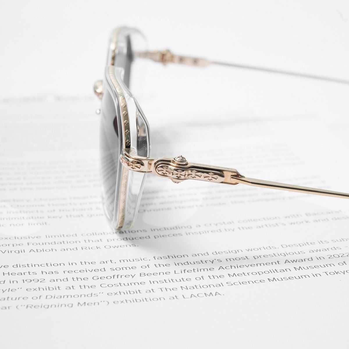 Chrome Hearts CHROME HEARTS DANGER ZONE CRYSTAL/ GOLD PLATED SUNGLASSES Size ONE SIZE - 3 Thumbnail
