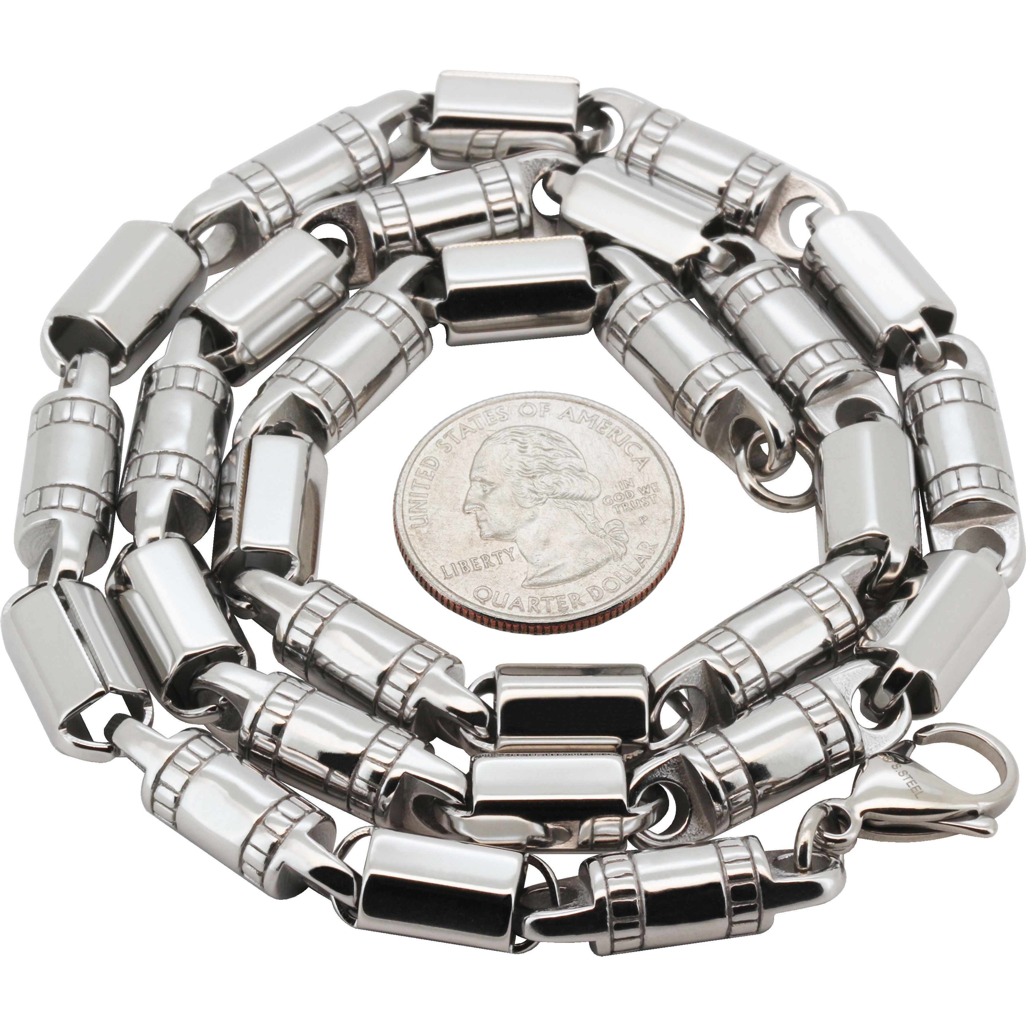 Other 316L Stainless Steel 8mm Barrel Link Chain Necklace 24” Size ONE SIZE - 2 Thumbnail