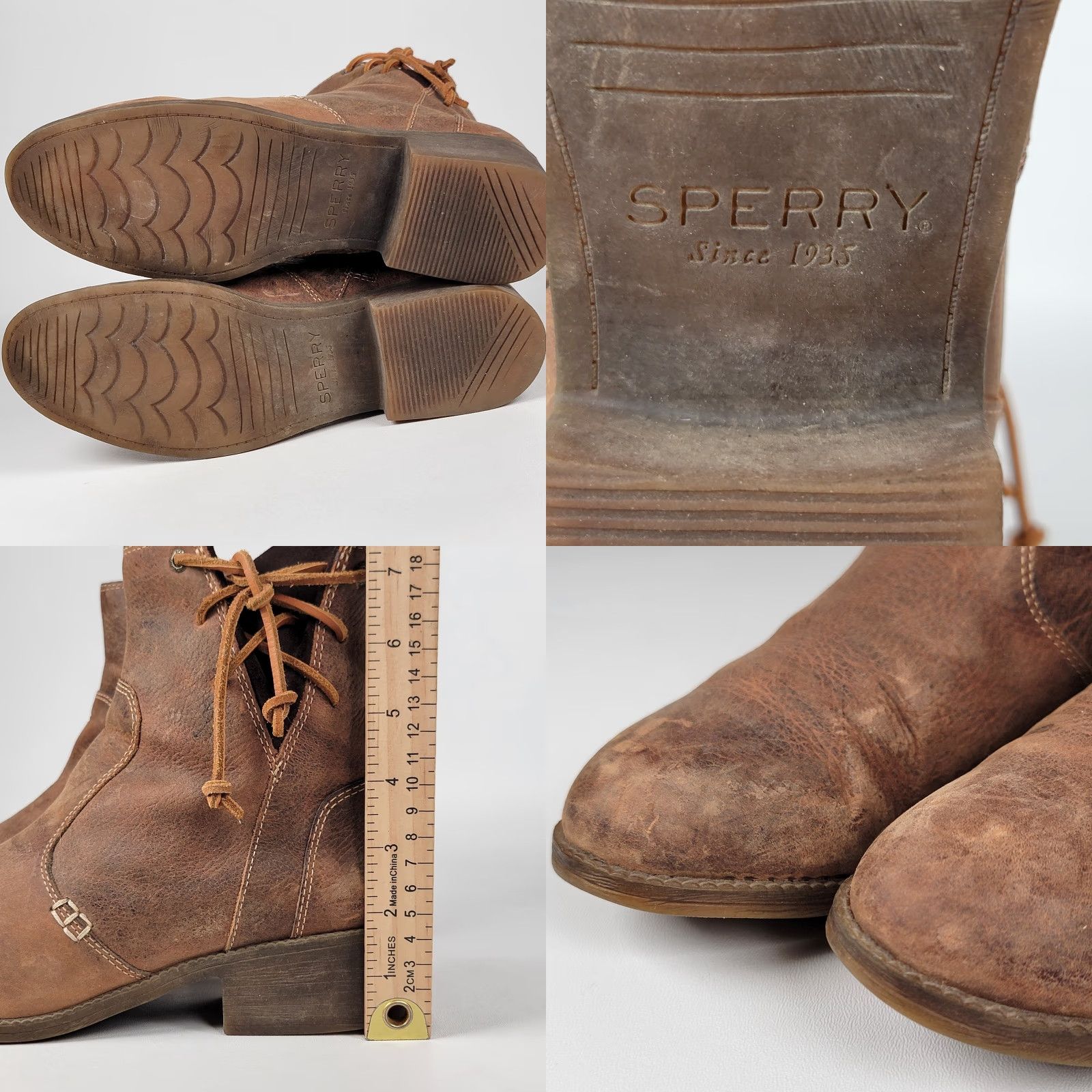 Sperry Sperry Top-Sider Boots Women's Burnished Leather Juniper Glyn Brown Zip 11 Bootie Casual Travel Workwear Size US 11 / IT 41 - 8 Thumbnail