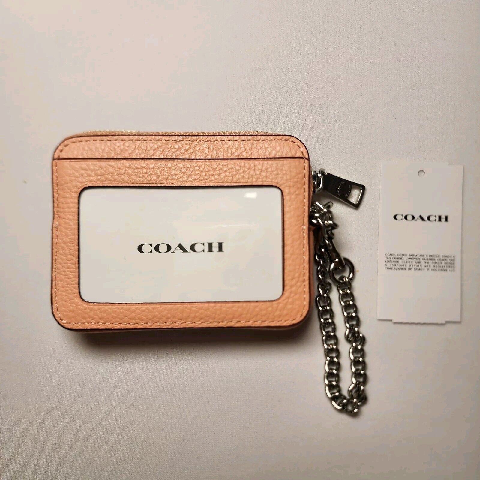 Coach NWT 6303 Coach Zip Card Case With Chain Leather Faded Blush Size ONE SIZE - 3 Thumbnail
