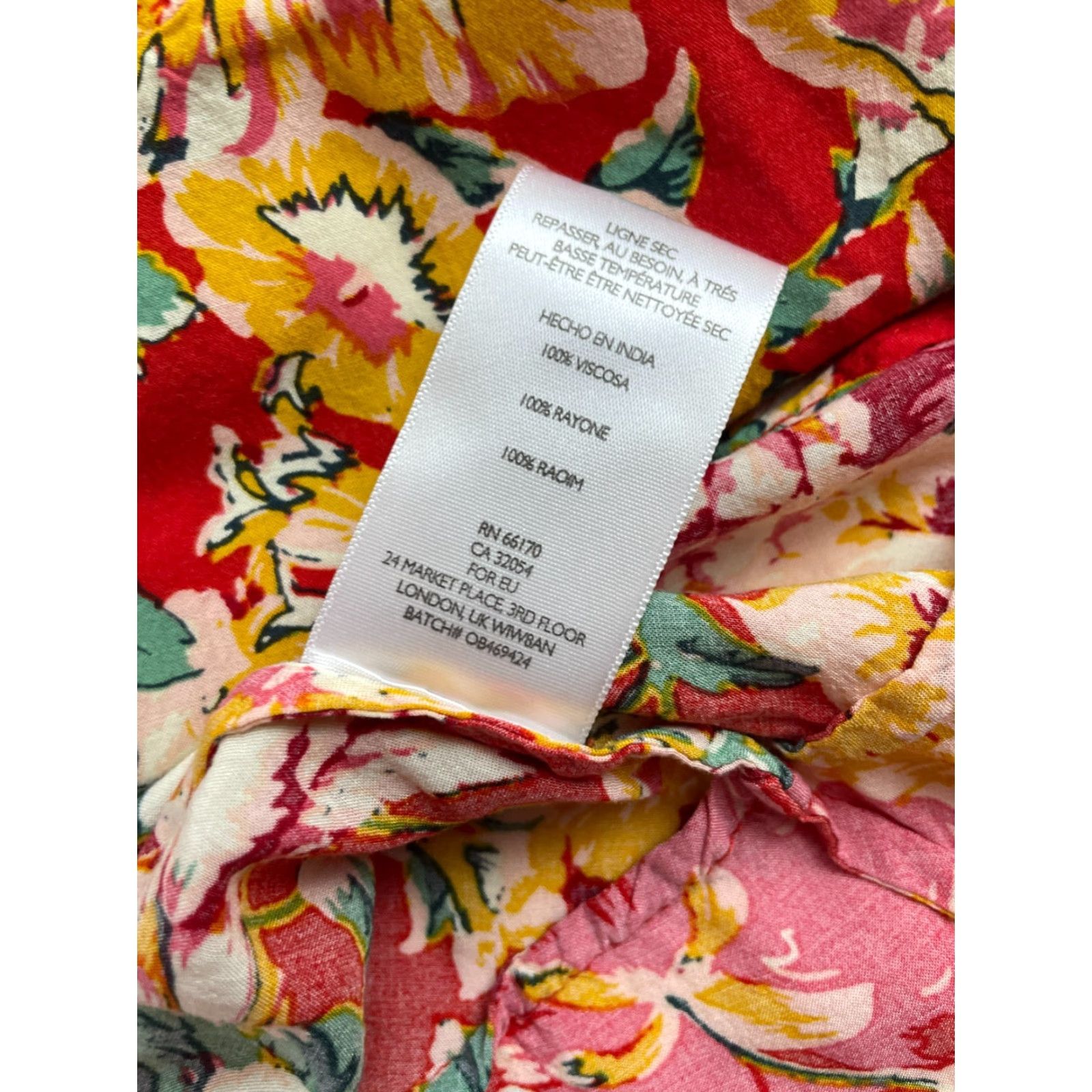 Vintage Maurices Dress Shirt Dress Women Small Red Floral Short Plunging Neck Size 28" / US 6 / IT 42 - 8 Thumbnail