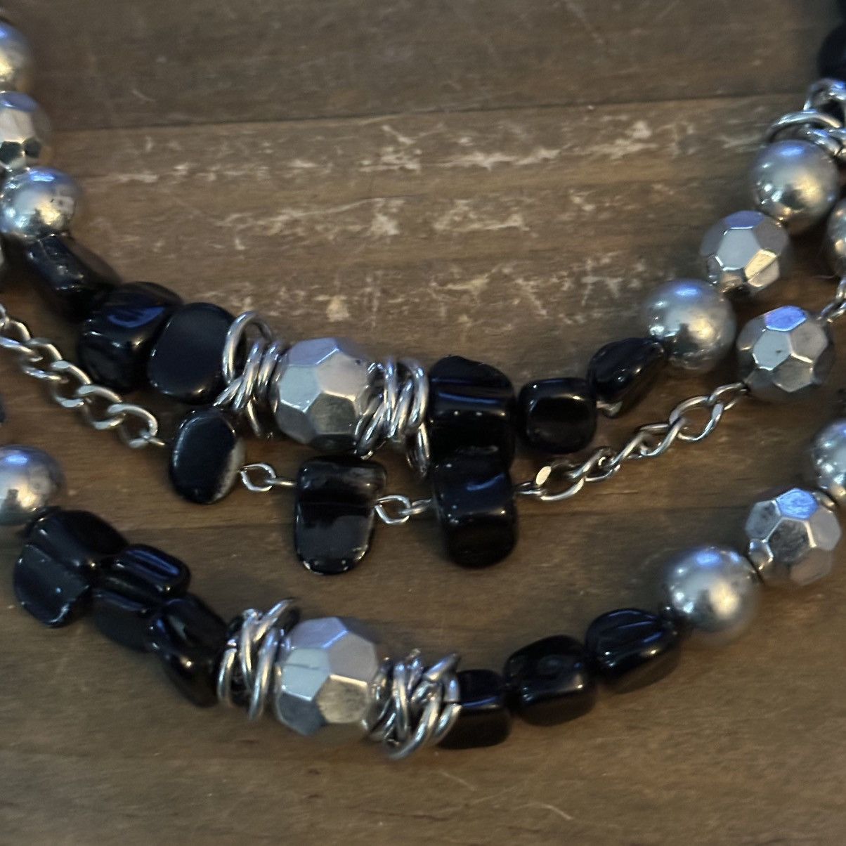 Other Silver tone and black bead multi strand layered necklace Size ONE SIZE - 3 Thumbnail
