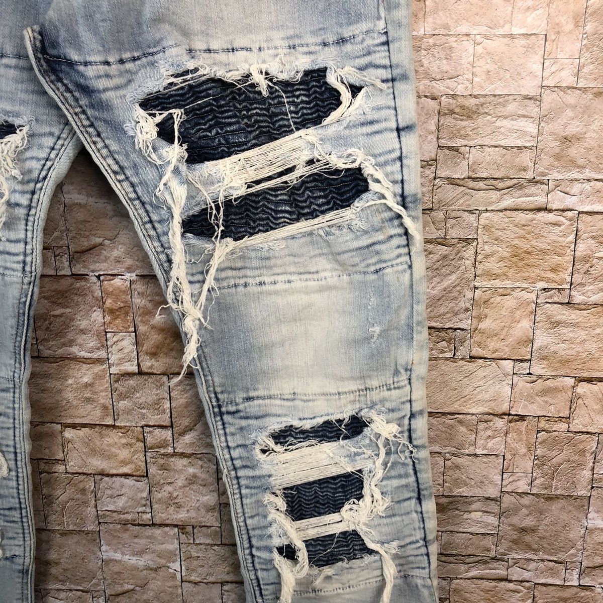 Vintage H&M Blue Distressed ripped Denim Pants #A453 Size US 32 / EU 48 - 11 Thumbnail