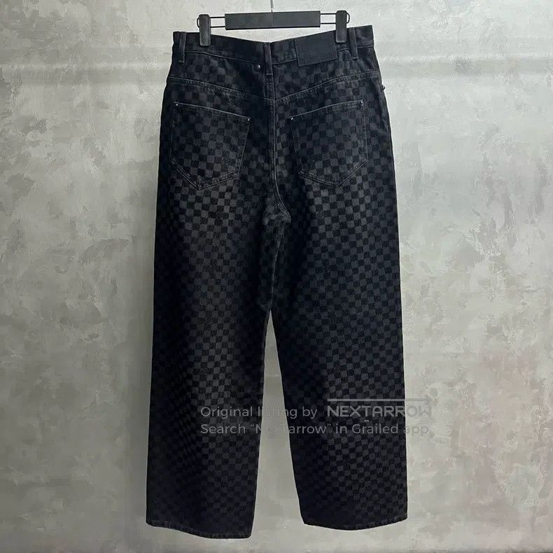 Louis Vuitton Louis Vuitton 25 Black Plaid Flocked Wide Leg Jeans Size US 33 - 2 Thumbnail