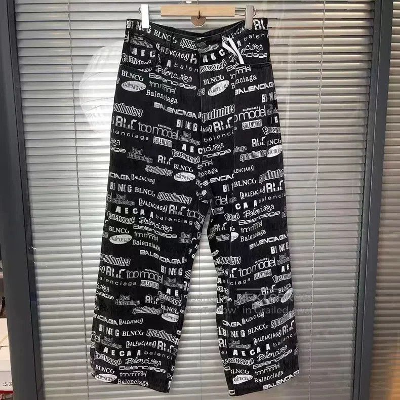 Balenciaga Balenciaga size S Trademark Printed Denim Pants Size US 27 - 1 Thumbnail