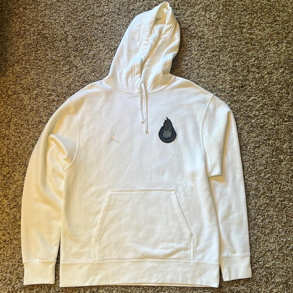 Designer Nike Air Jordan AJ 4 Legacy Pullover White Hoodie Sample Size US M / EU 48-50 / 2 - 1 Thumbnail