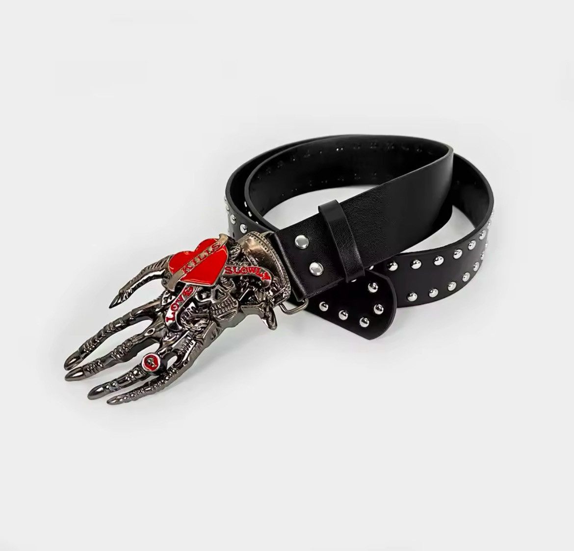 Vintage Gothic Punk vintage skeleton grunge goth black belt Size ONE SIZE - 3 Thumbnail