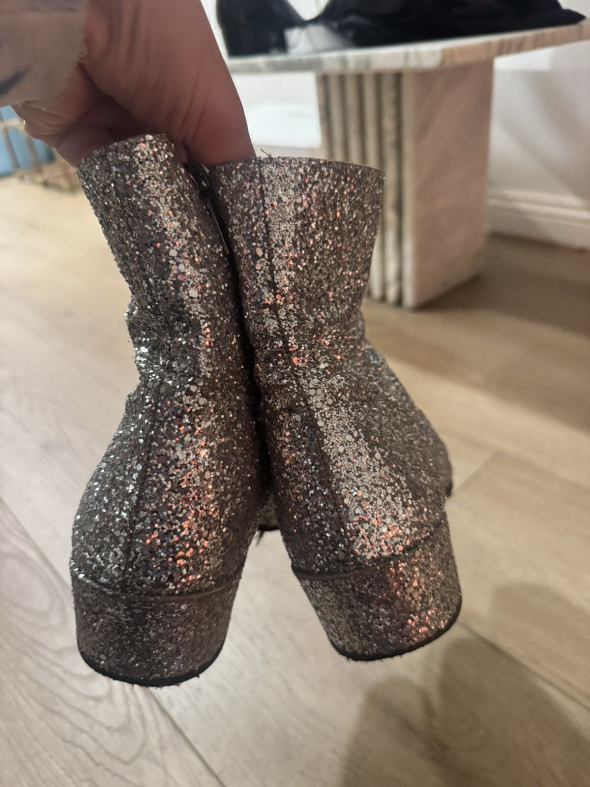 Saint Laurent Paris Caleb Silver Glitter Boots Size US 9 / EU 42 - 7 Thumbnail