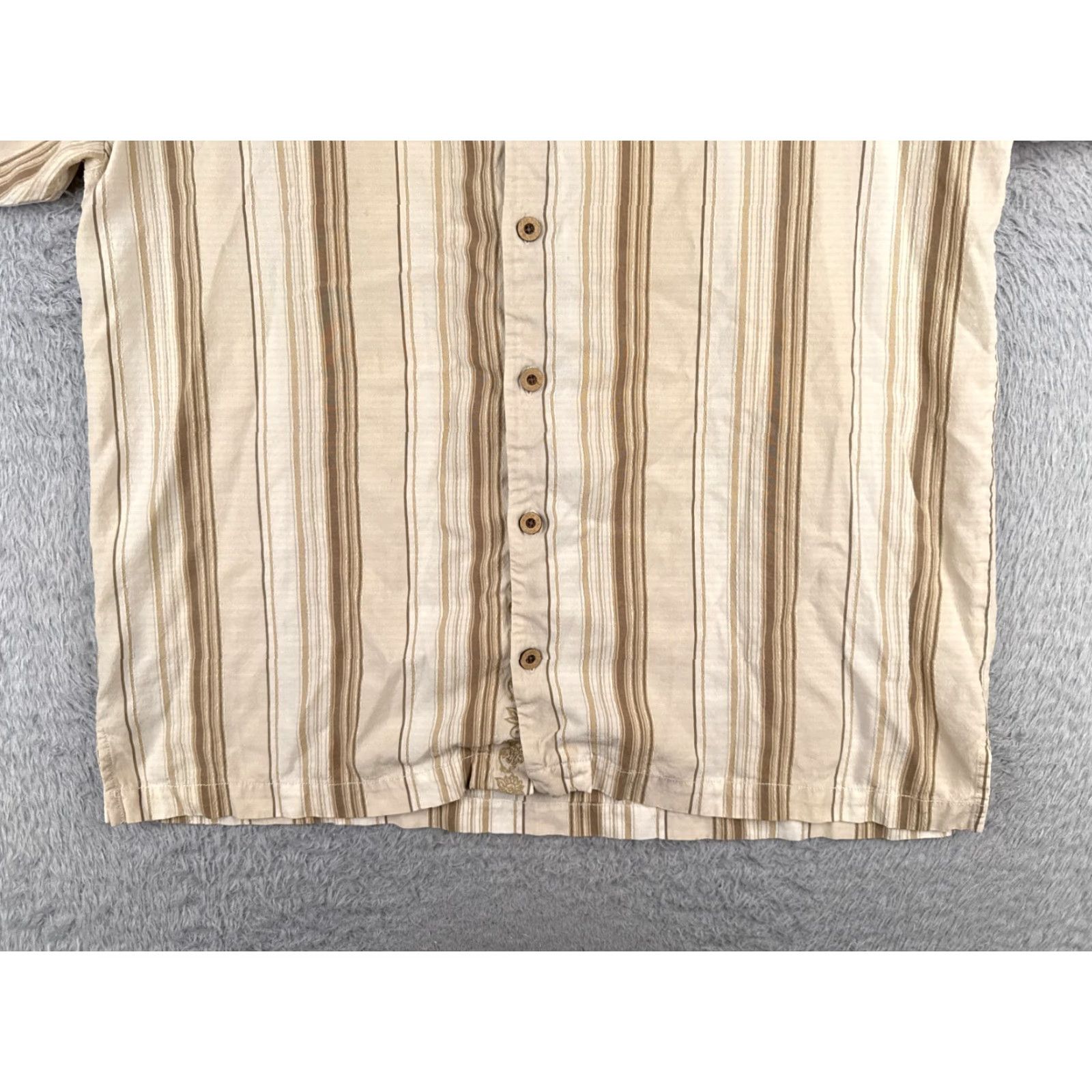 Tommy Bahama Tommy Bahama Shirt Men Large Brown Beige Stripe 100% Tencel Short Sleeve 90s Size US L / EU 52-54 / 3 - 5 Thumbnail