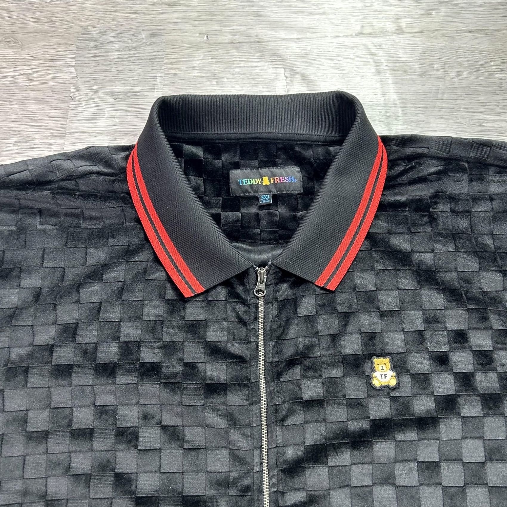 Teddy Fresh Teddy Fresh Polo Shirt Mens 3XL Black Check Full Zip Bear Logo Streetwear Shirt Size US XXL / EU 58 / 5 - 3 Thumbnail