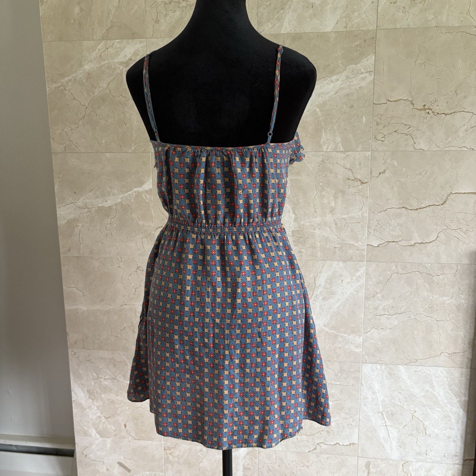 Jack Wills Jack Wills Silk Ruffle Tier Mini Dress 4 Blue Preppy Y2K Size S / US 4 / IT 40 - 5 Thumbnail