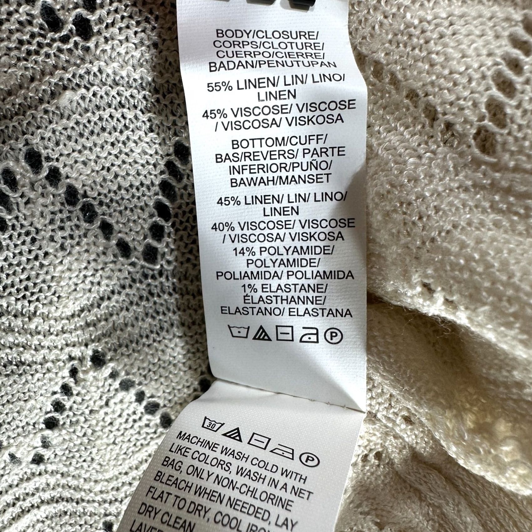Lucky Brand Lucky Brand Cardigan Sweater Womens Small Open Knit 3/4 Sleeve Beige Linen Blend V-Neck Summer Fall Winter Size S / US 4 / IT 40 - 6 Thumbnail
