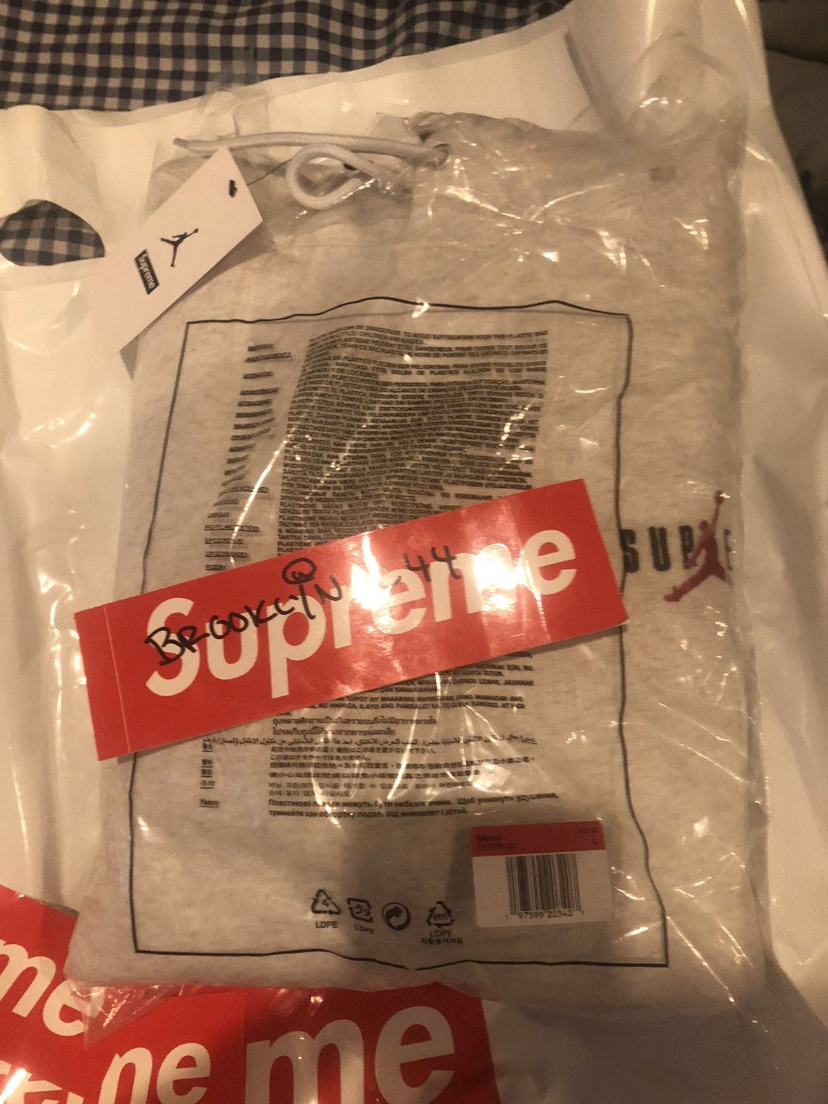 Jordan Brand × Supreme FW24 Supreme Jordan Hoody Ash Grey Large Size US L / EU 52-54 / 3 - 1 Thumbnail