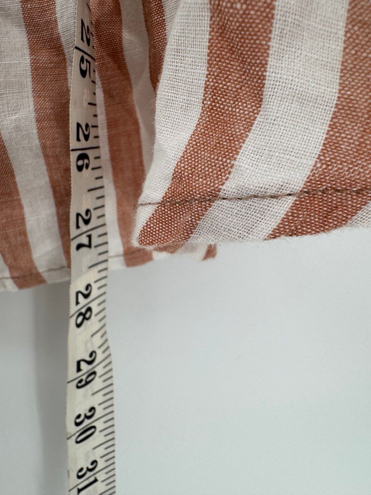 Nicole Miller Nikole Miller Linen Blend Tan and White Stripped Button-Dow Size L / US 10 / IT 46 - 4 Thumbnail