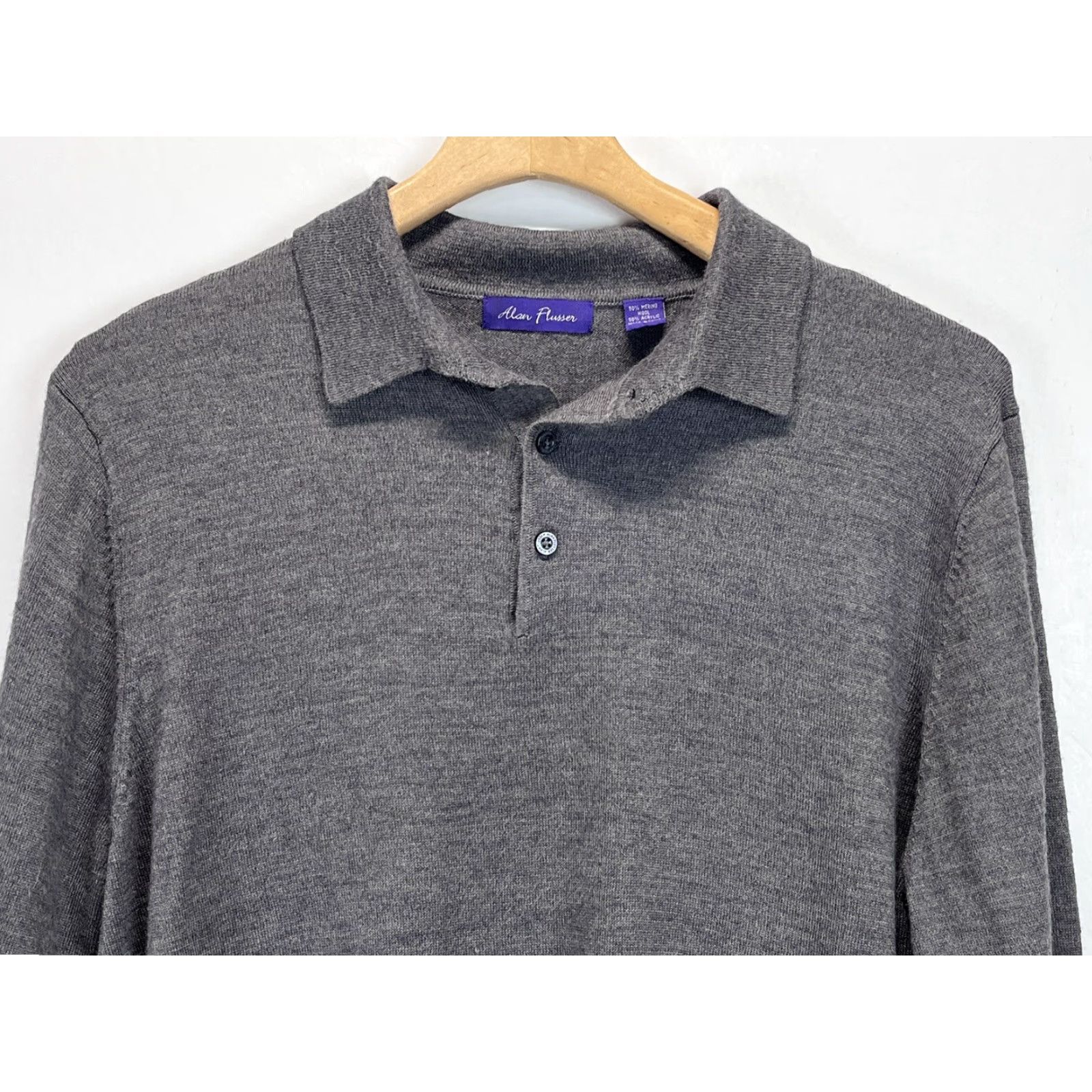 Vintage VINTAGE Alan Flusser Merino Wool Blend Sweater Shirt Mens Large Gray Collared Knit, Classic Preppy, Pullover Size US L / EU 52-54 / 3 - 3 Thumbnail