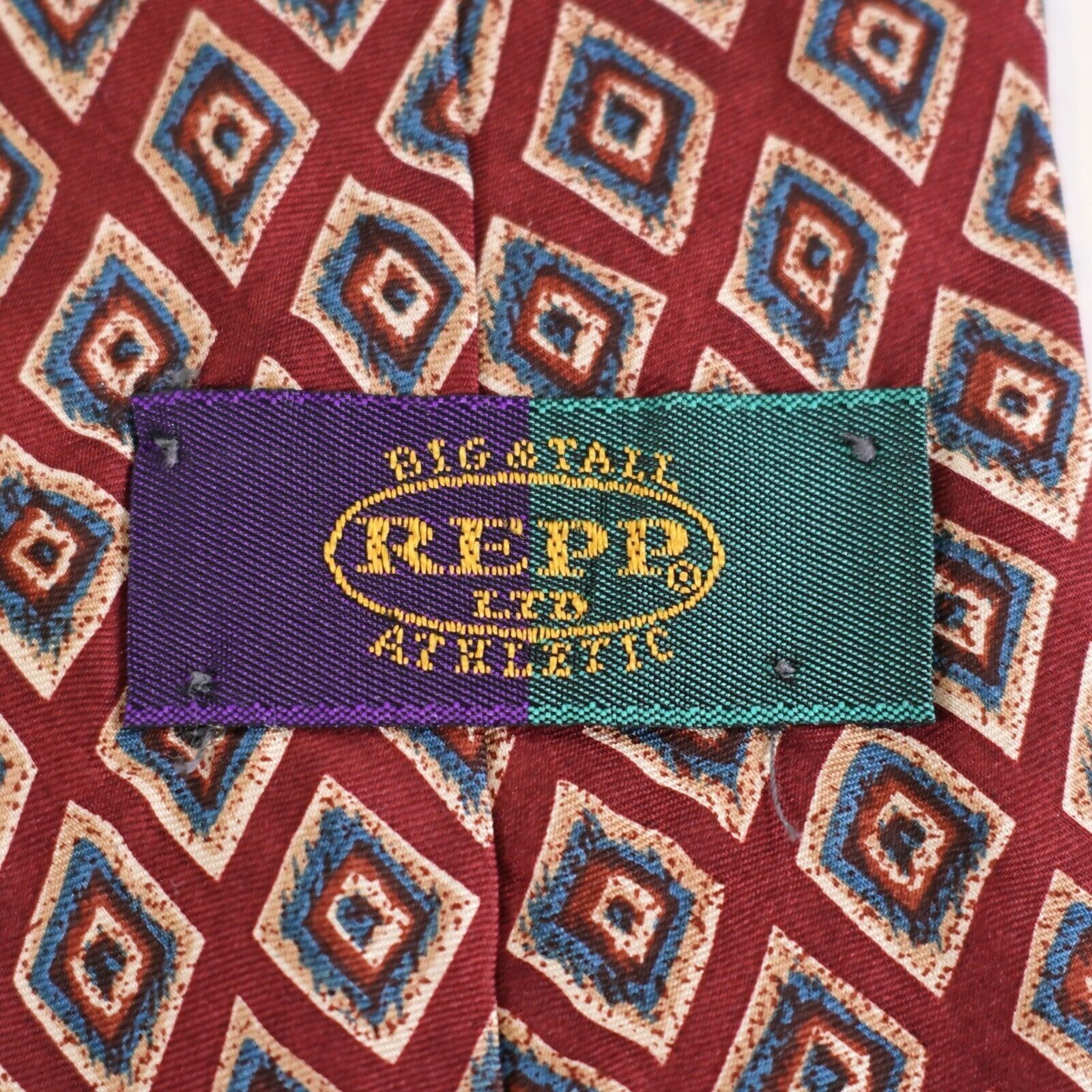 Designer Repp LTD Big & Tall Athetic Red Teal Geometric Print Long Si Size ONE SIZE - 3 Thumbnail