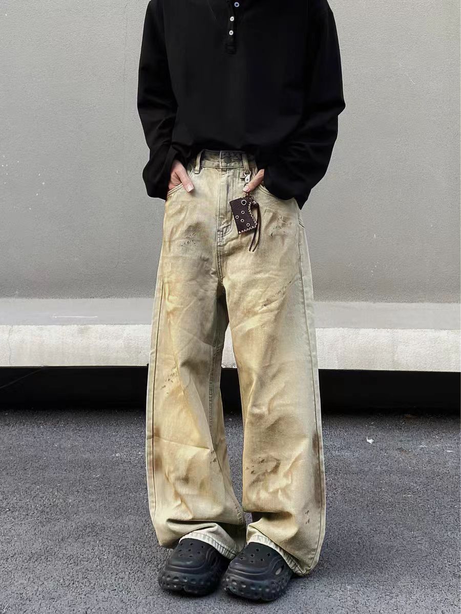 Designer × Jean × Vintage Vintage yellow clay graffiti machete baggy jeans Size US 34 / EU 50 - 1 Thumbnail