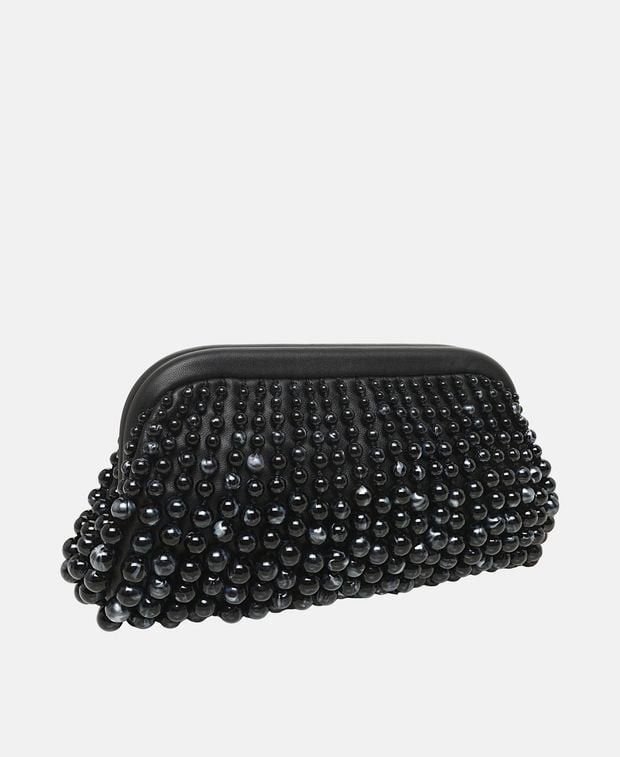 Leather Clutch Nia in Black, Women's