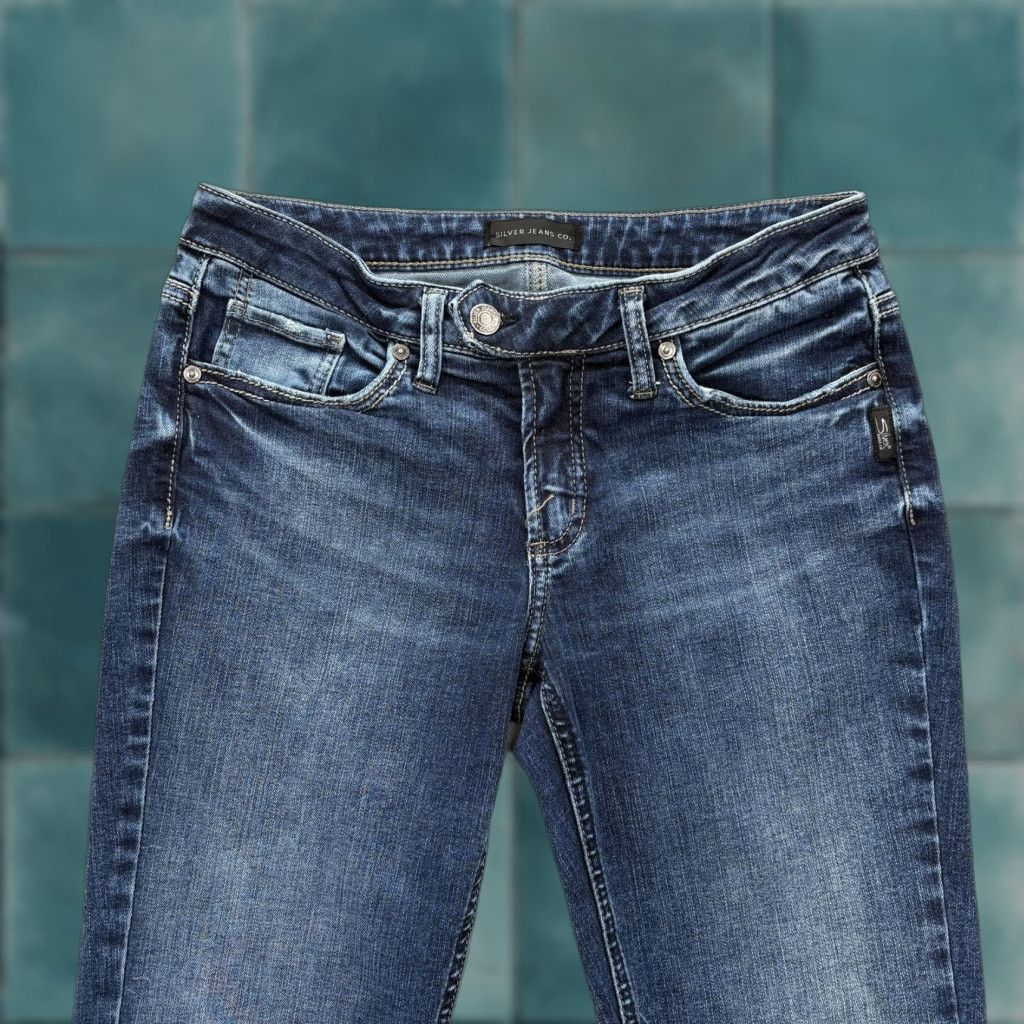 Silver Jeans Co. Silver Jeans Tuesday Slim Boot Womens 27x31 Blue Medium Wash Stretch Low Rise Jeans Size 27" / US 4 / IT 40 - 1 Thumbnail
