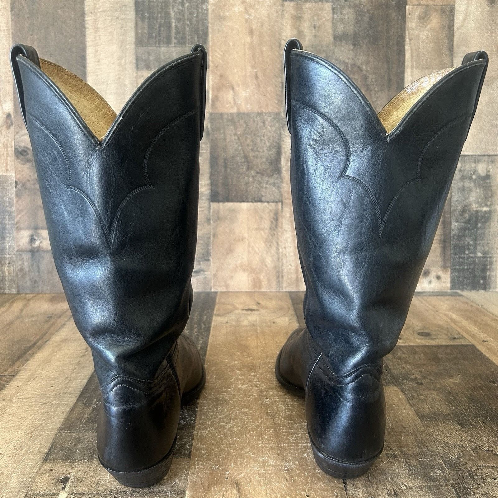 Vintage J Chisholm Vintage Classic Black Cowboy Boots Mens 8.5 D Size US 8.5 / EU 41-42 - 9 Thumbnail