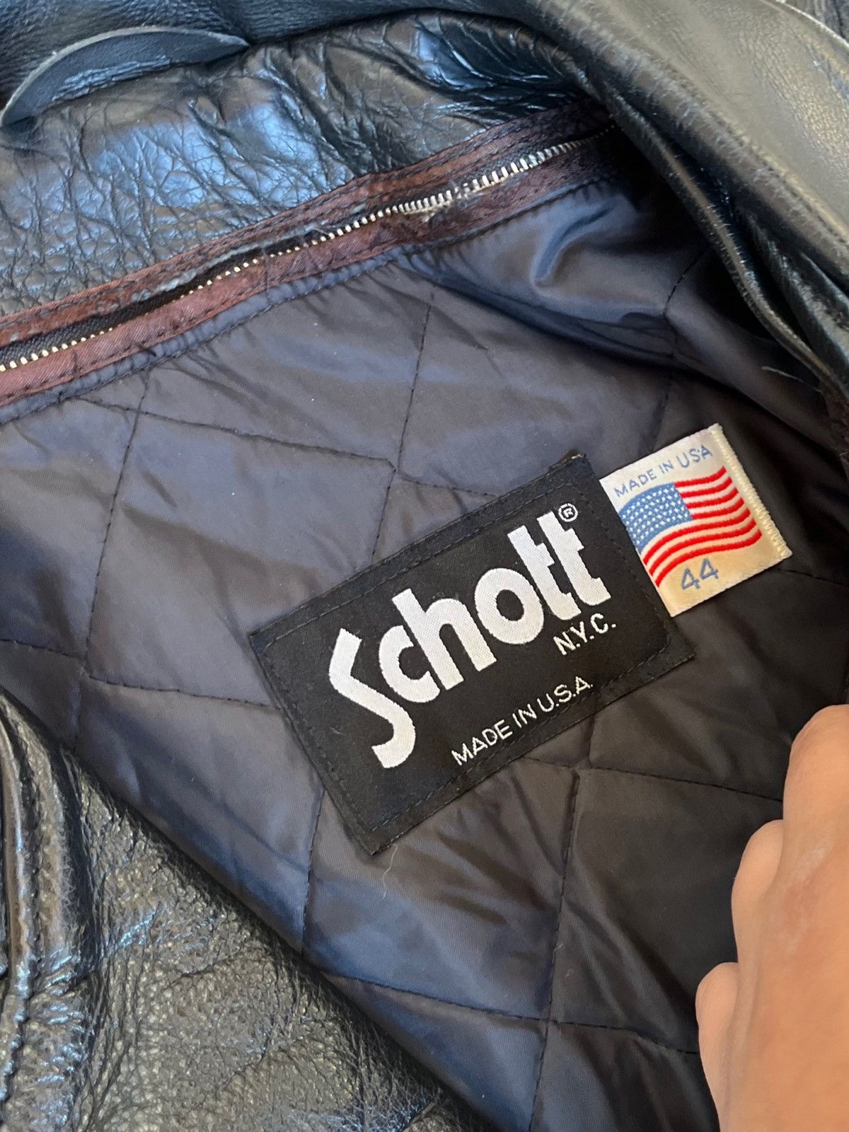 Schott × Supreme × Vintage 90s Rare Black Schott Leather Jacket Size US XL / EU 56 / 4 - 3 Thumbnail