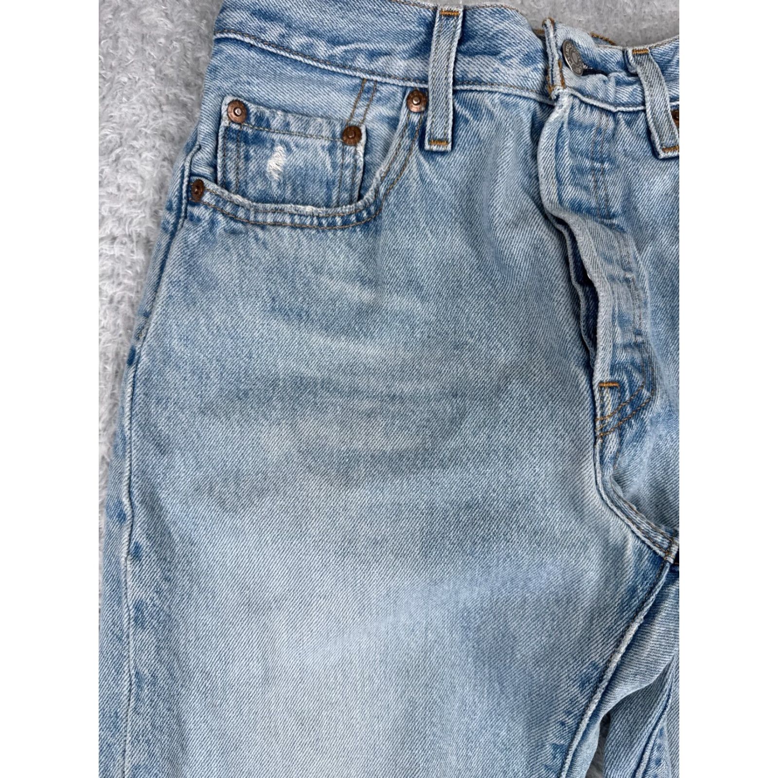Levi's Levi's 501 Jeans Adult 25 Blue Denim Button Fly Premium Cotton Slim 26x29 Mens Regular 5-Pocket Solid (Medium Wash) Boys? Size US 26 / EU 42 - 4 Thumbnail