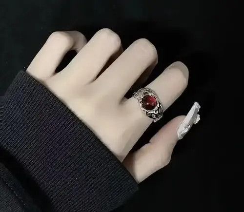 Japanese Brand Red Opal Stone Adjustable Ring Size ONE SIZE - 1 Thumbnail