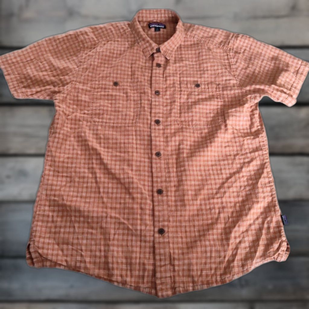 Patagonia Patagonia Shirt Mens L Orange Rust Back Step Plaid Short Sleeve Hemp Organic Button-Up Casual All Seasons Size US L / EU 52-54 / 3 - 1 Thumbnail