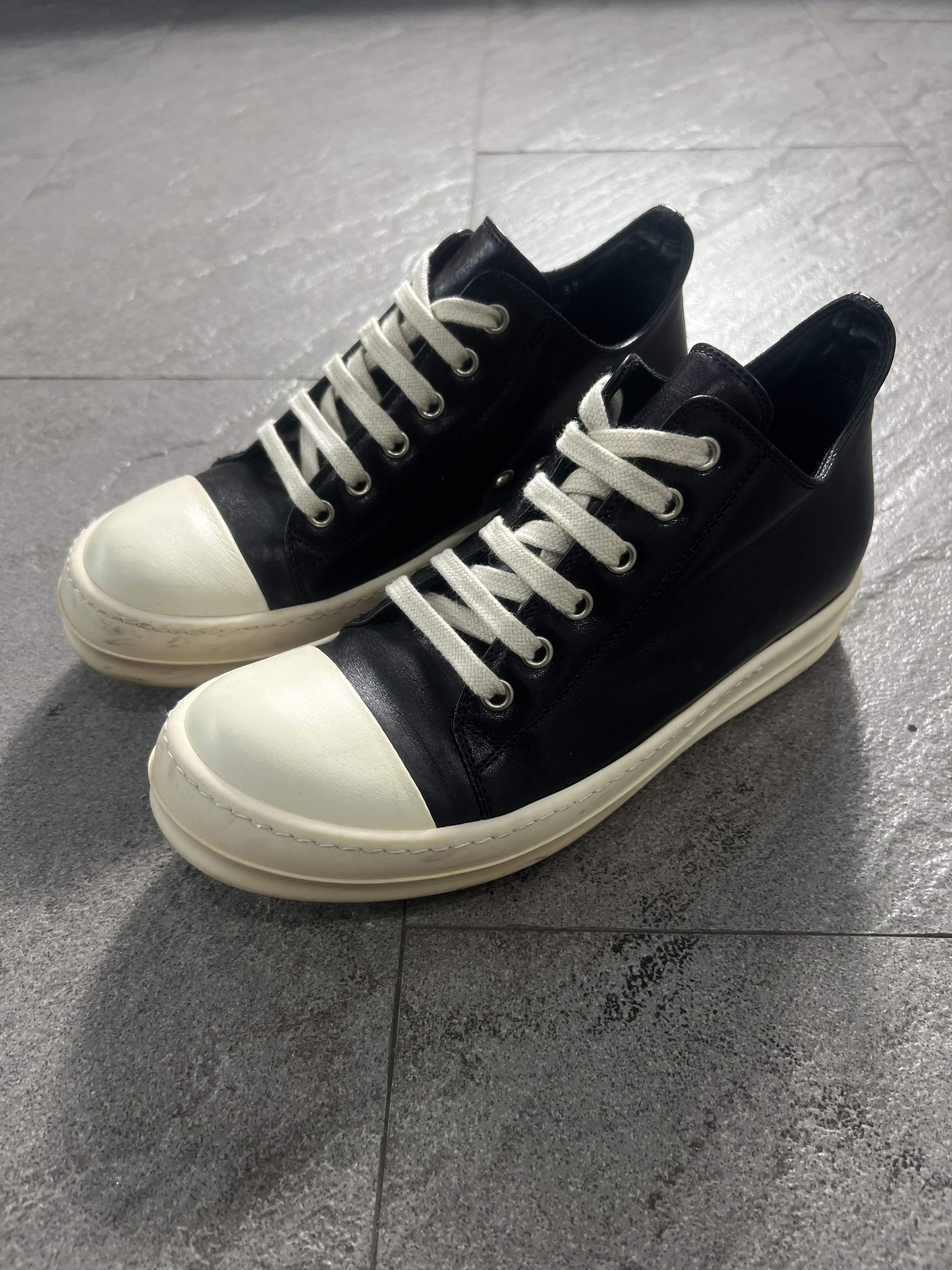 Rick Owens Ramones Low Black Leather Sneakers EU37