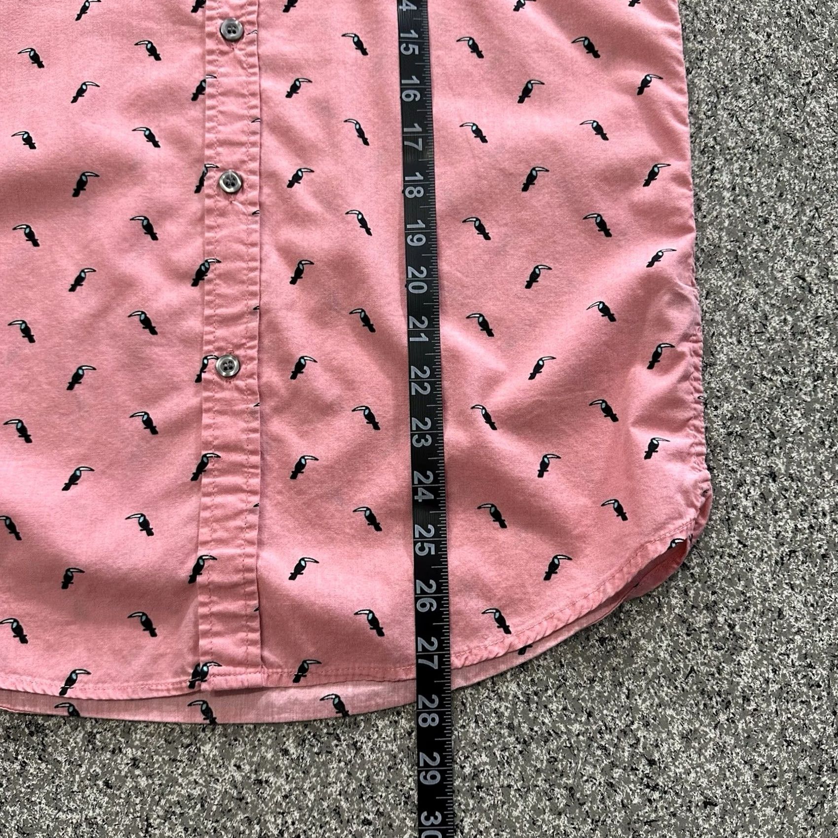 Carbon Carbon Shirt Mens S Pink Toucan Print Button Down Collar Short Sleeve Size US S / EU 44-46 / 1 - 7 Thumbnail