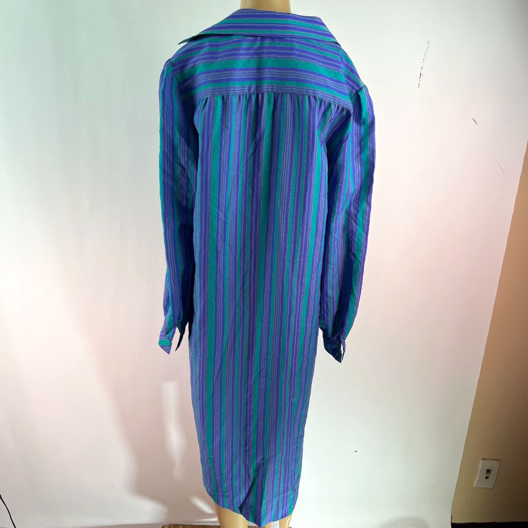 Vintage VINTAGE Schrader Sport Womens Shirt Dress Blue Striped Pockets Collared Buttoned Size 16 Size XXL / US 16-18 / IT 52-54 - 2 Thumbnail