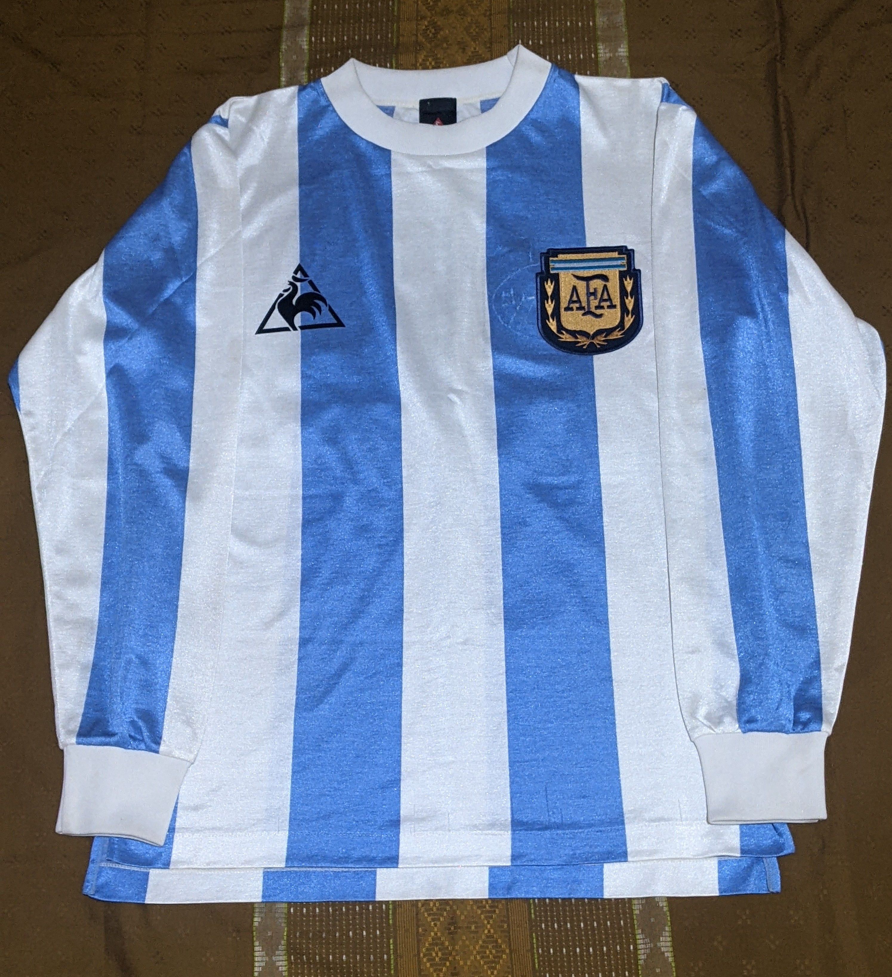 image of Le Coq Sportif x Soccer Jersey Argentina 1986 Maradona Home Jersey Football Shirt in Blue White (Si