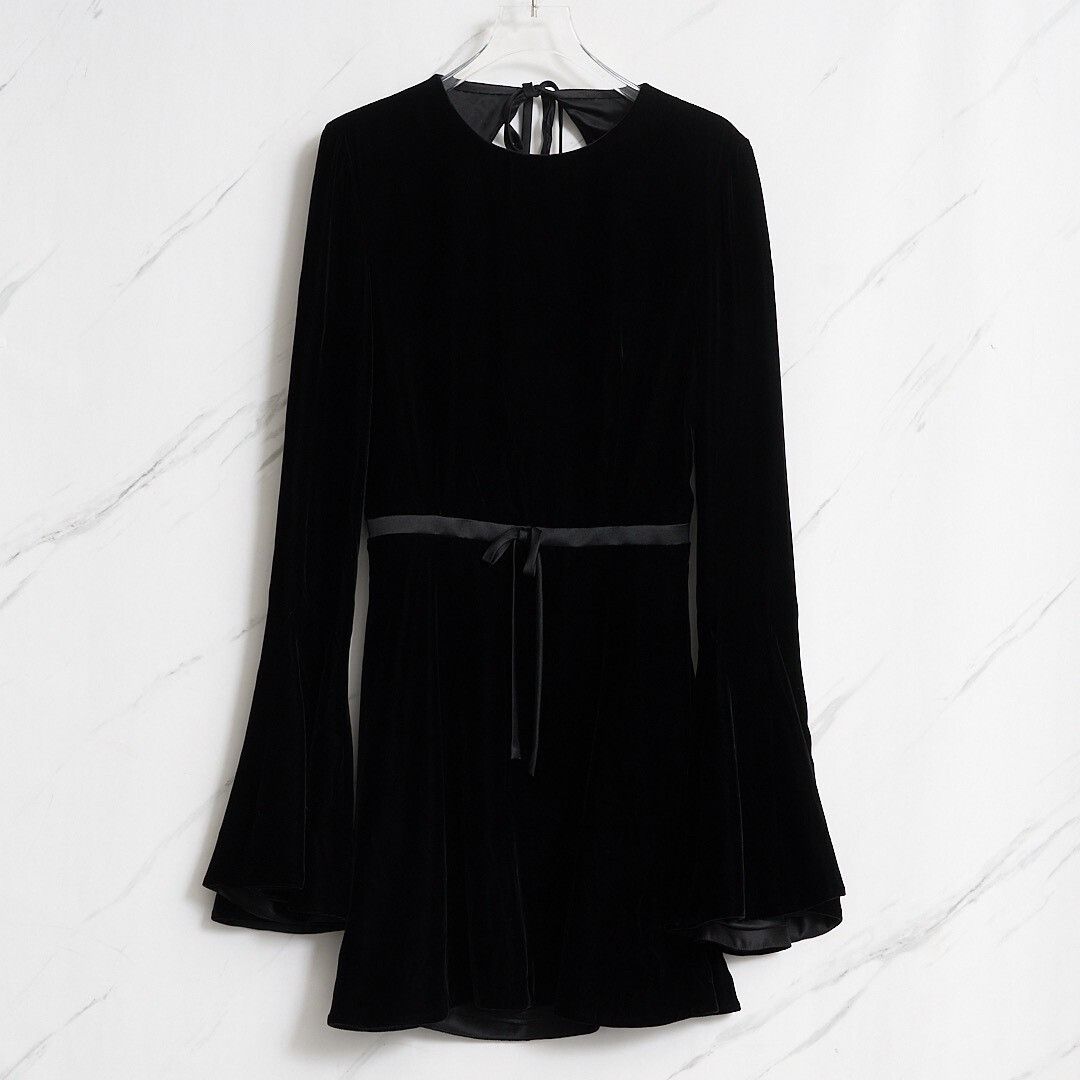 Saint Laurent Paris Saint Laurent Bell Sleeve Backless Velvet Dress Size S / US 4 / IT 40 - 1 Thumbnail